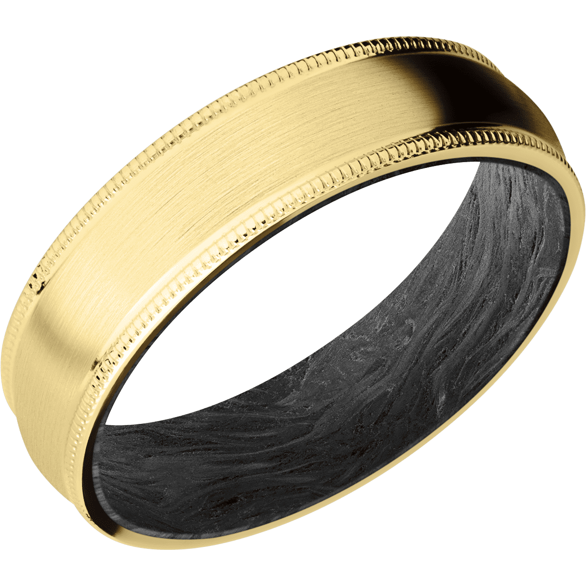 10K Yellow Gold + Satin Finish + Forged Carbon Fiber