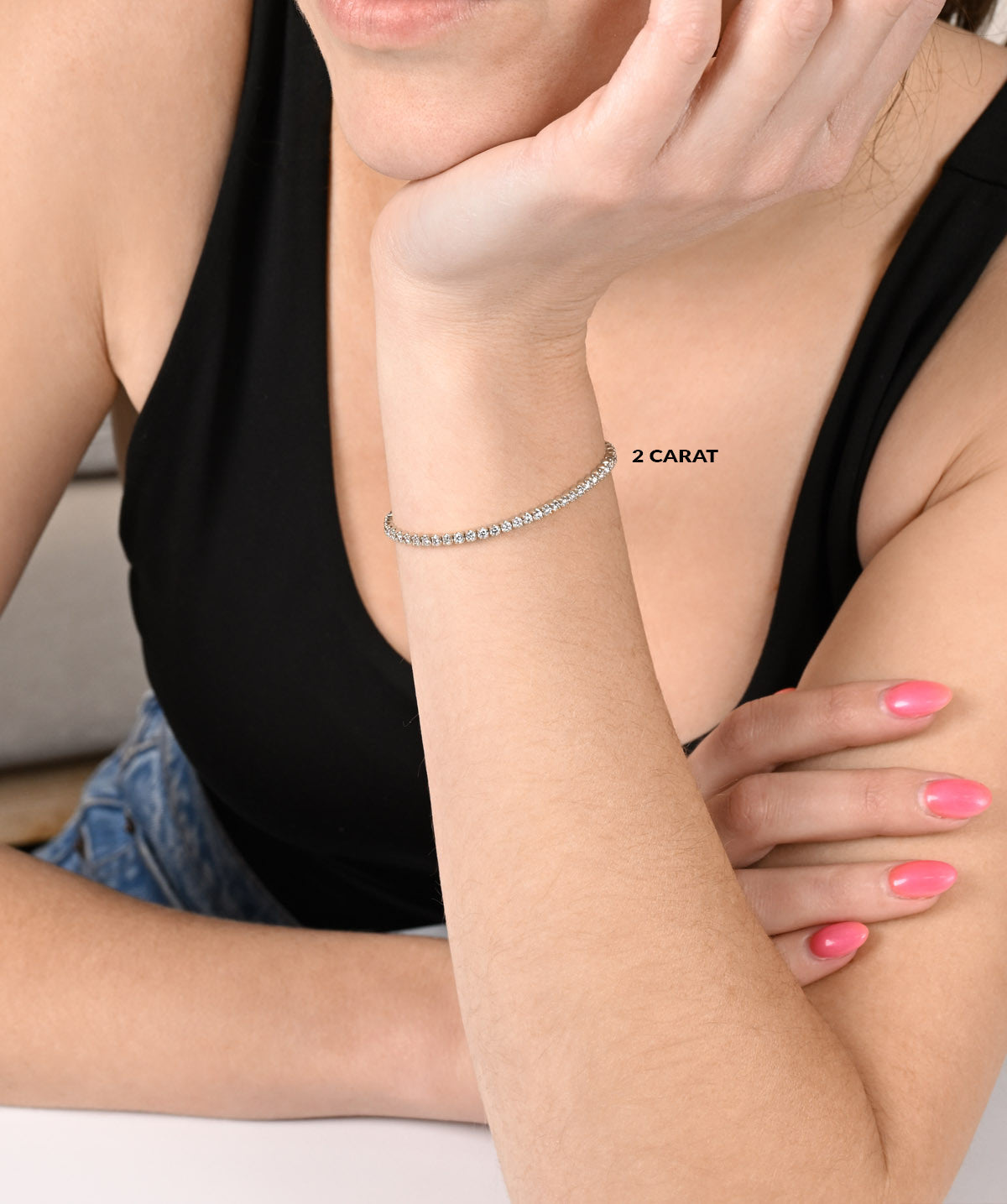 14K White Gold Lab Grown Diamond Tennis Bracelets