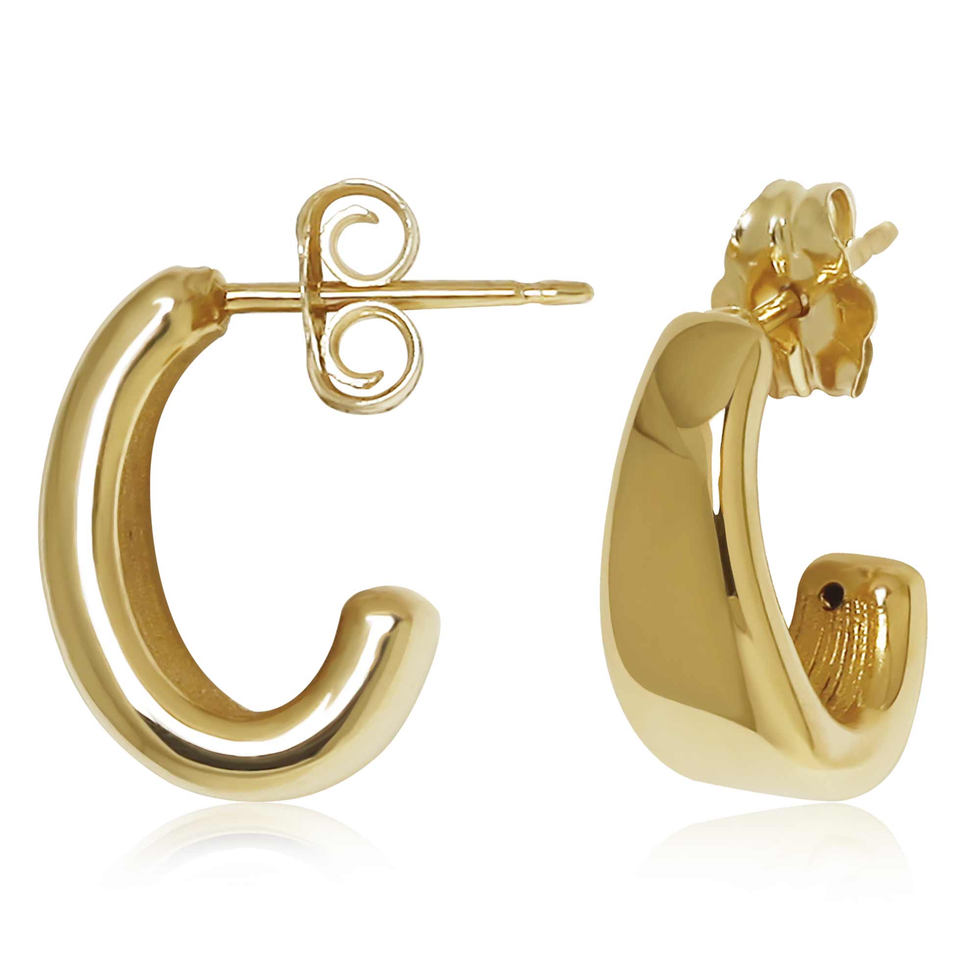 14K Yellow Gold Small J Post Stud Earrings