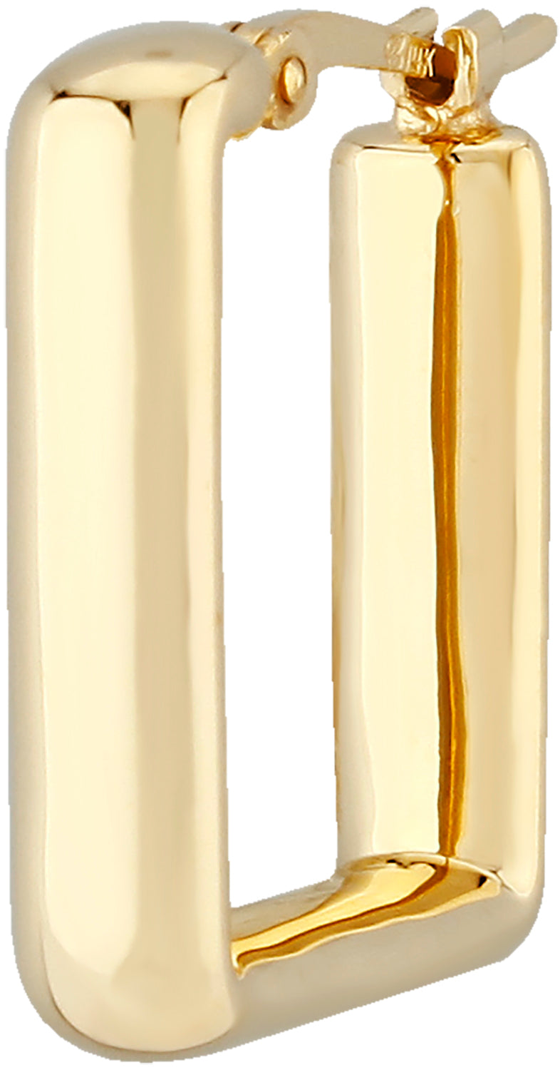14K Yellow Gold Small Square Shaped Hoop Earrings