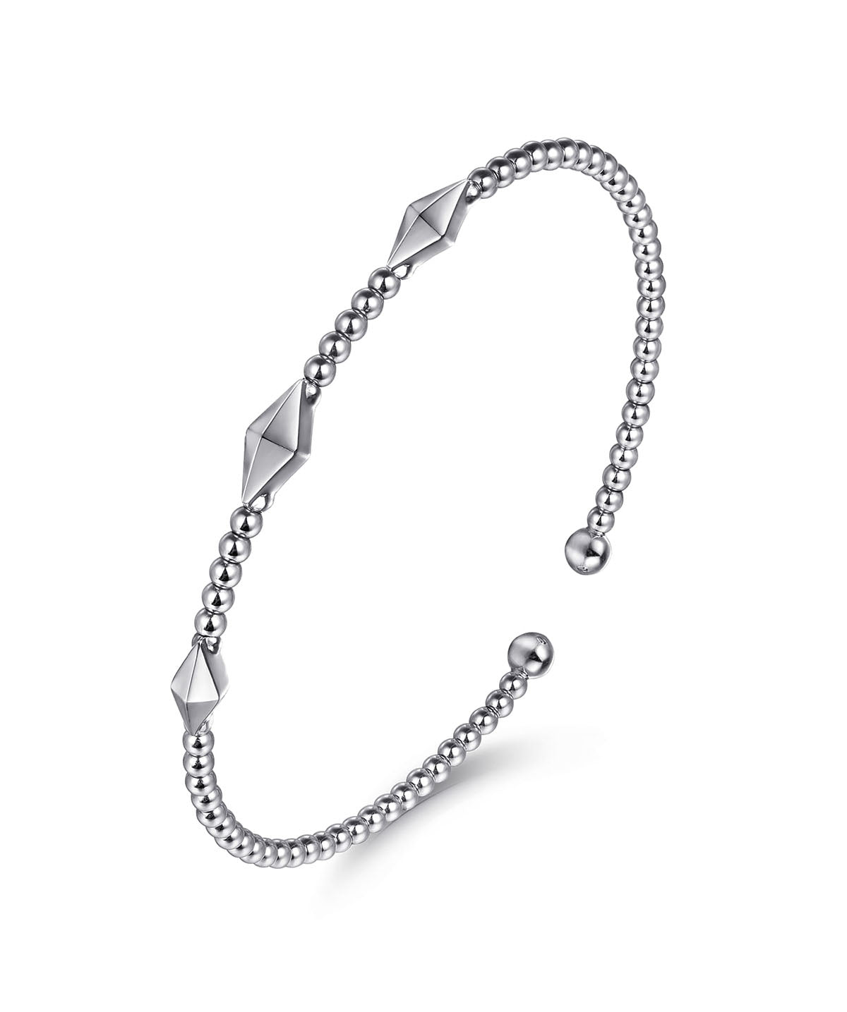 14K White Gold Bujukan Pyramid Stations Bangle