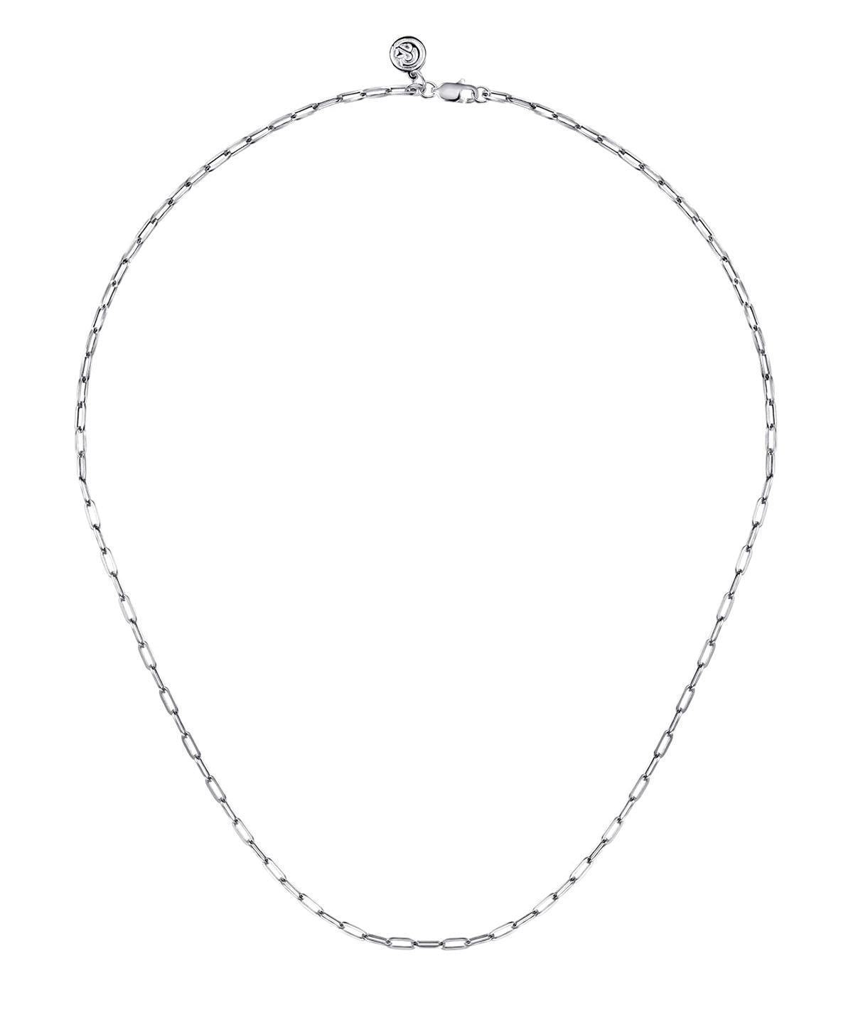 14K White Gold Hollow Paperclip Chain Necklace