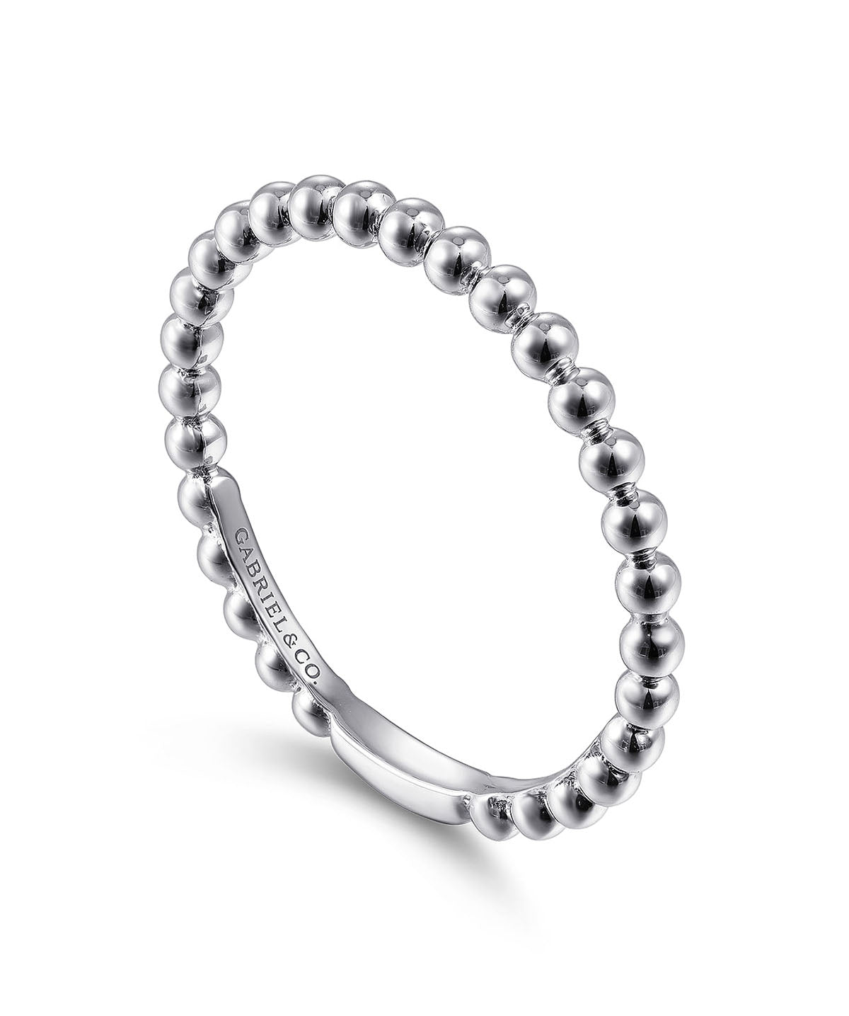 14K White Gold Bujukan Beaded Stackable Ring