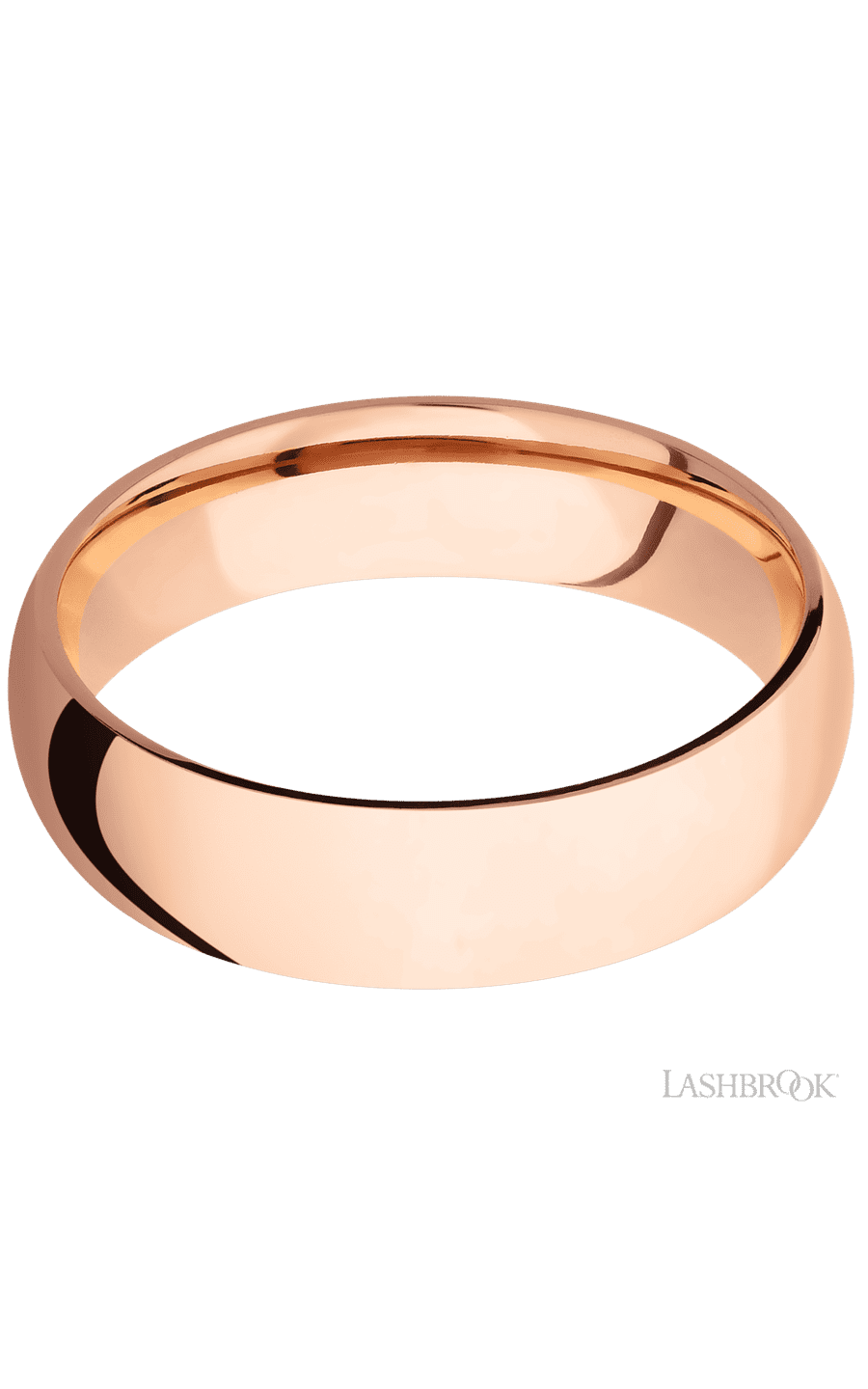 6 mm wide Domed 14K Rose Gold band.