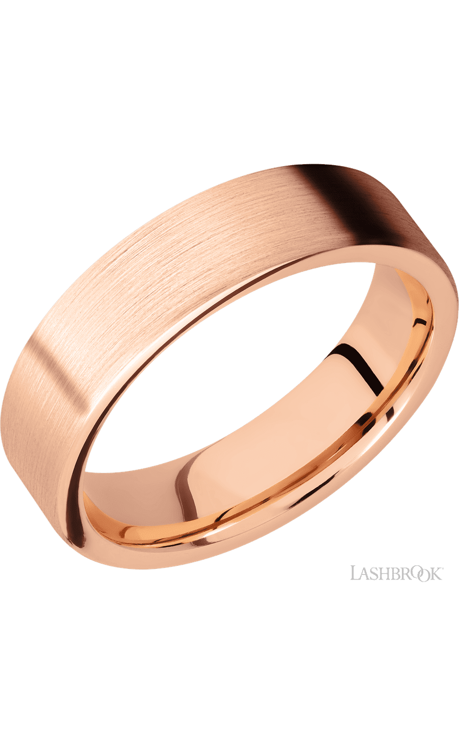 6 mm wide Flat 14K Rose Gold band.
