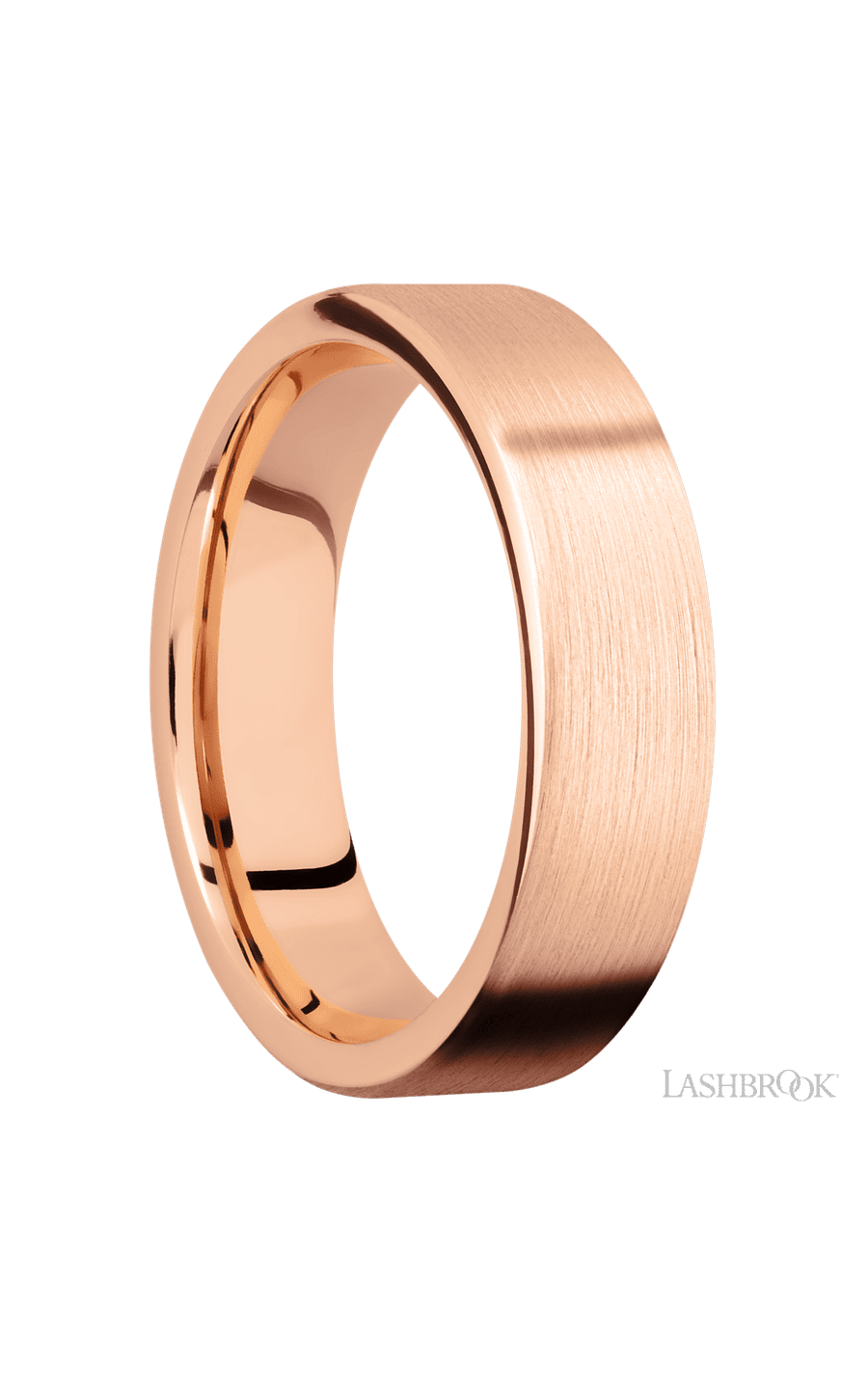 6 mm wide Flat 14K Rose Gold band.