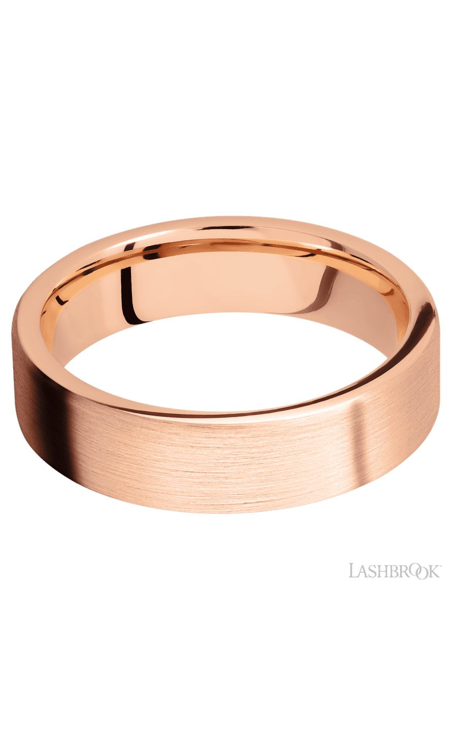 6 mm wide Flat 14K Rose Gold band.