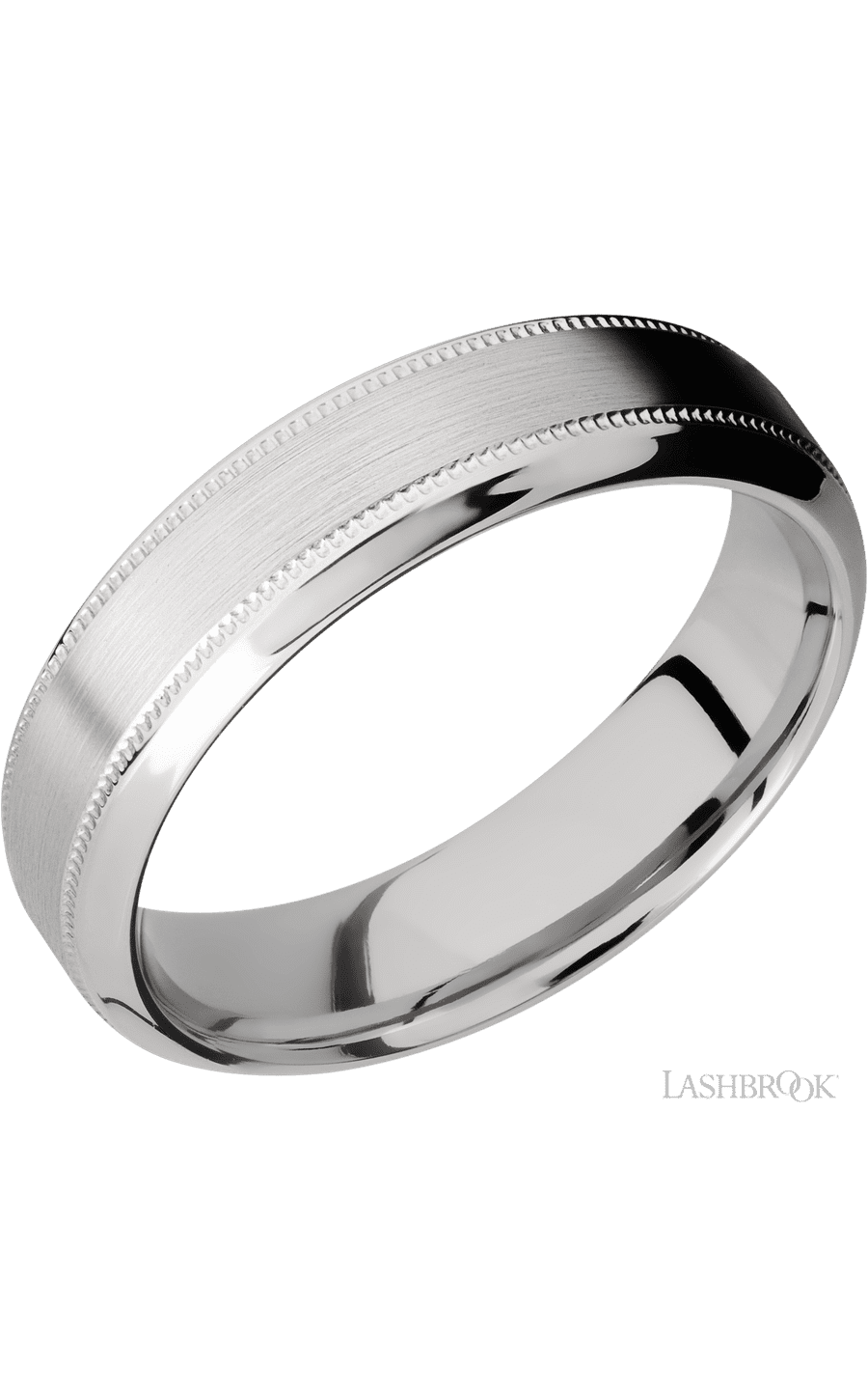 6 mm wide High Bevel Milgrain 14K White Gold band.