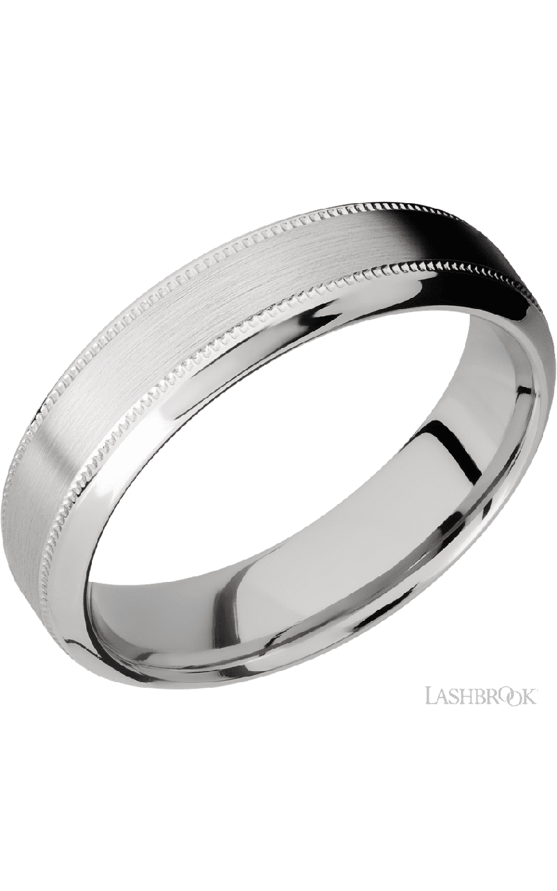 6 mm wide High Bevel Milgrain 14K White Gold band.