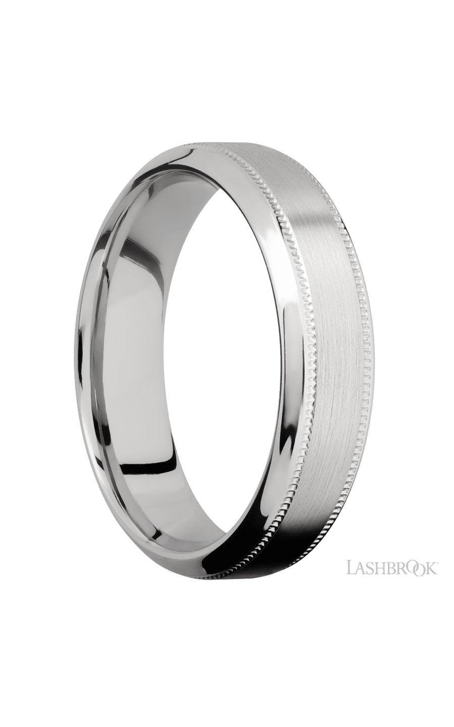 6 mm wide High Bevel Milgrain 14K White Gold band.
