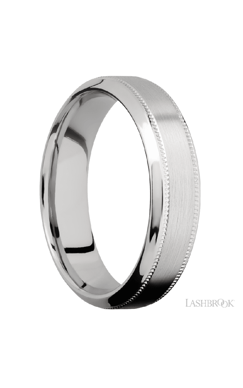 6 mm wide High Bevel Milgrain 14K White Gold band.
