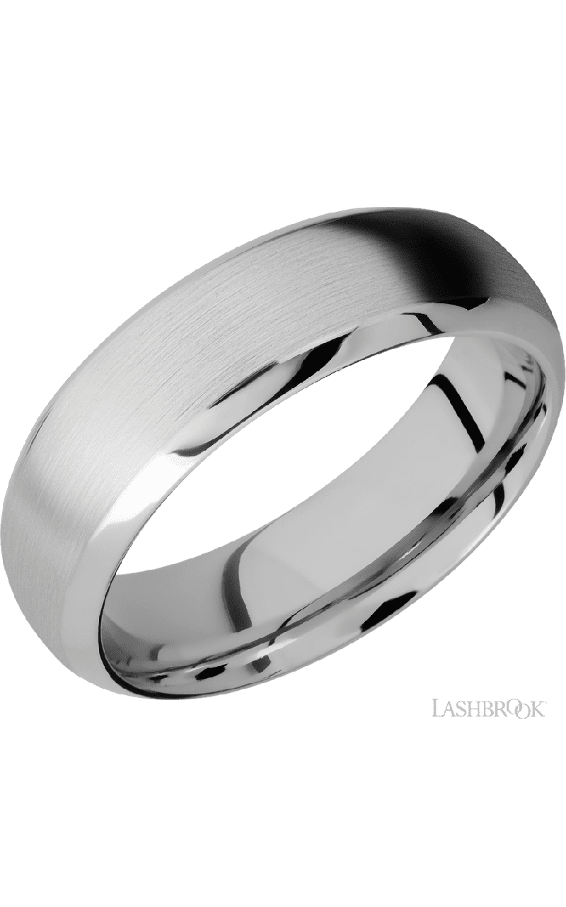 7 mm wide Domed Bevel 14K White Gold band.