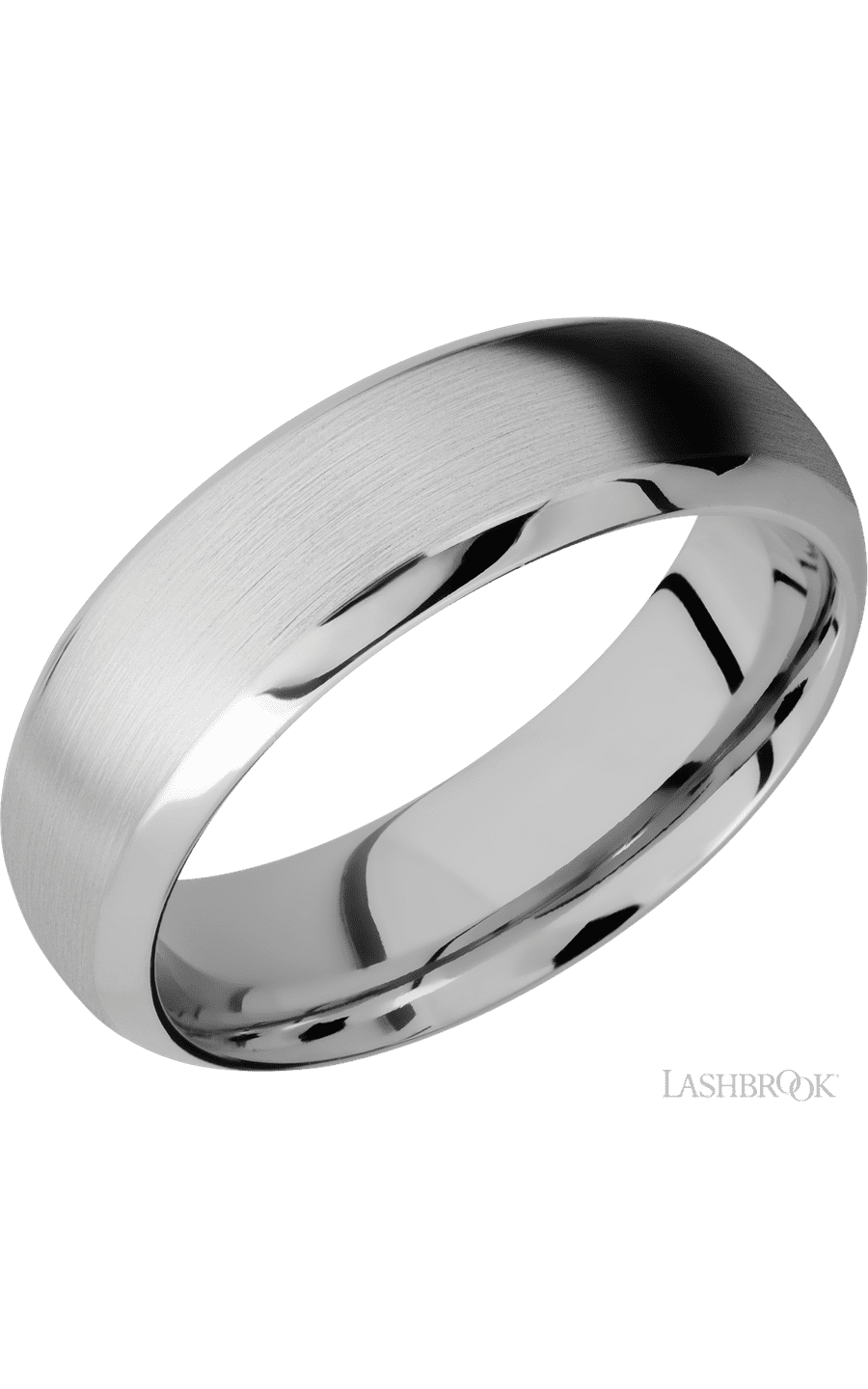 7 mm wide Domed Bevel 14K White Gold band.
