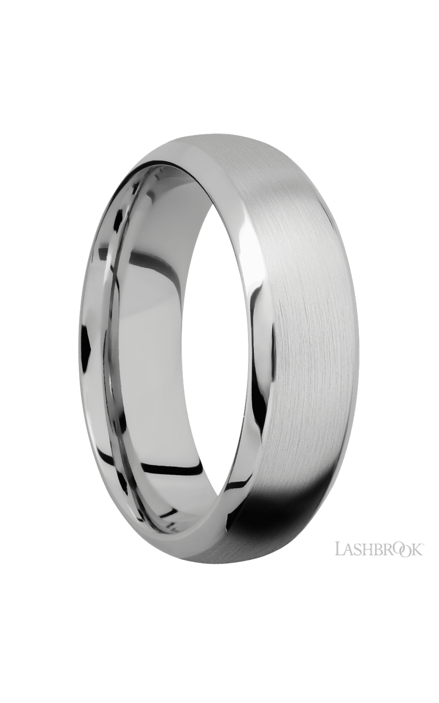 7 mm wide Domed Bevel 14K White Gold band.
