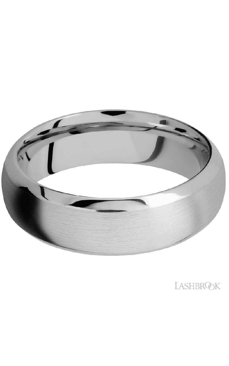 7 mm wide Domed Bevel 14K White Gold band.