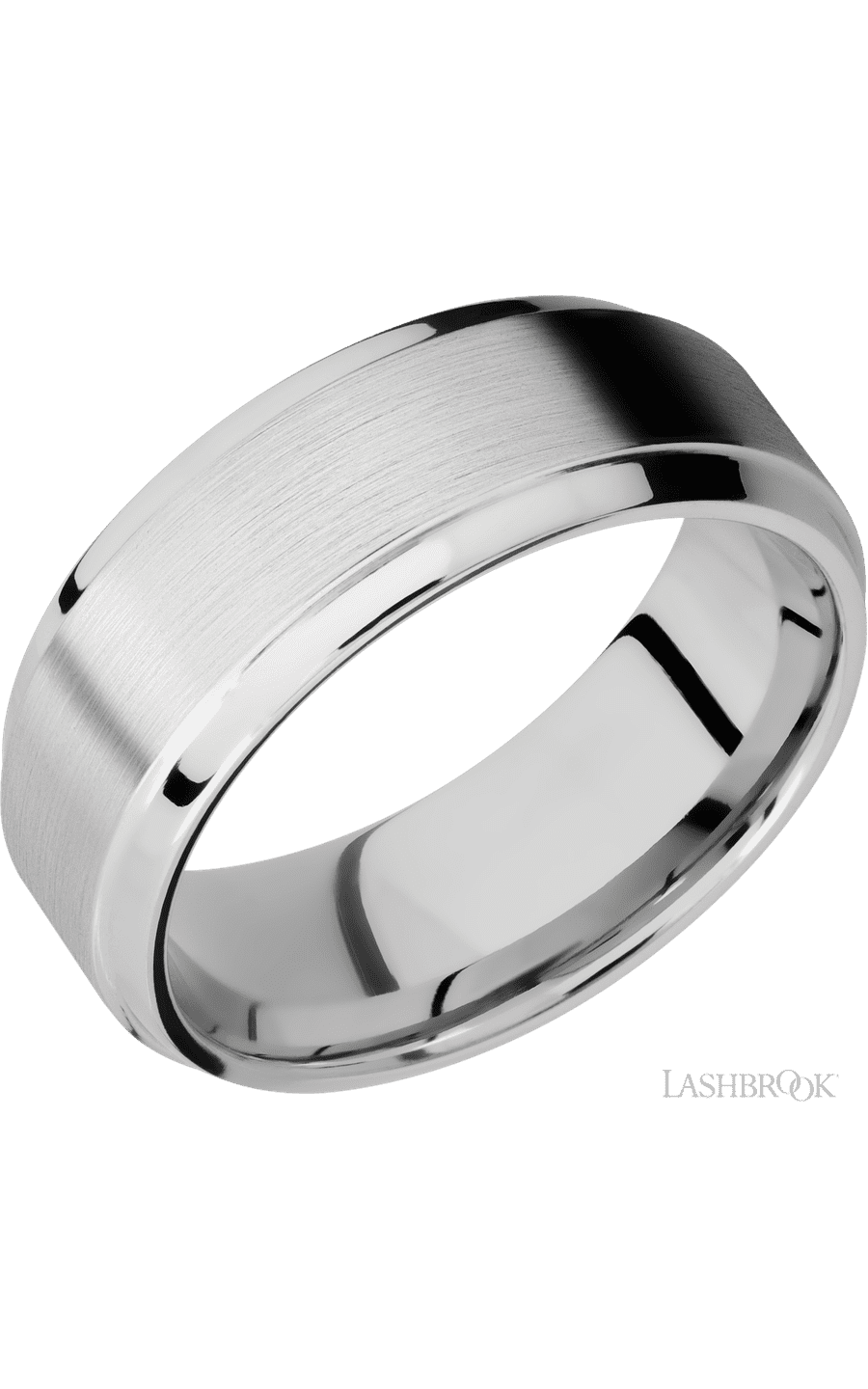 8 mm wide Stepped Bevel 14K White Gold band.