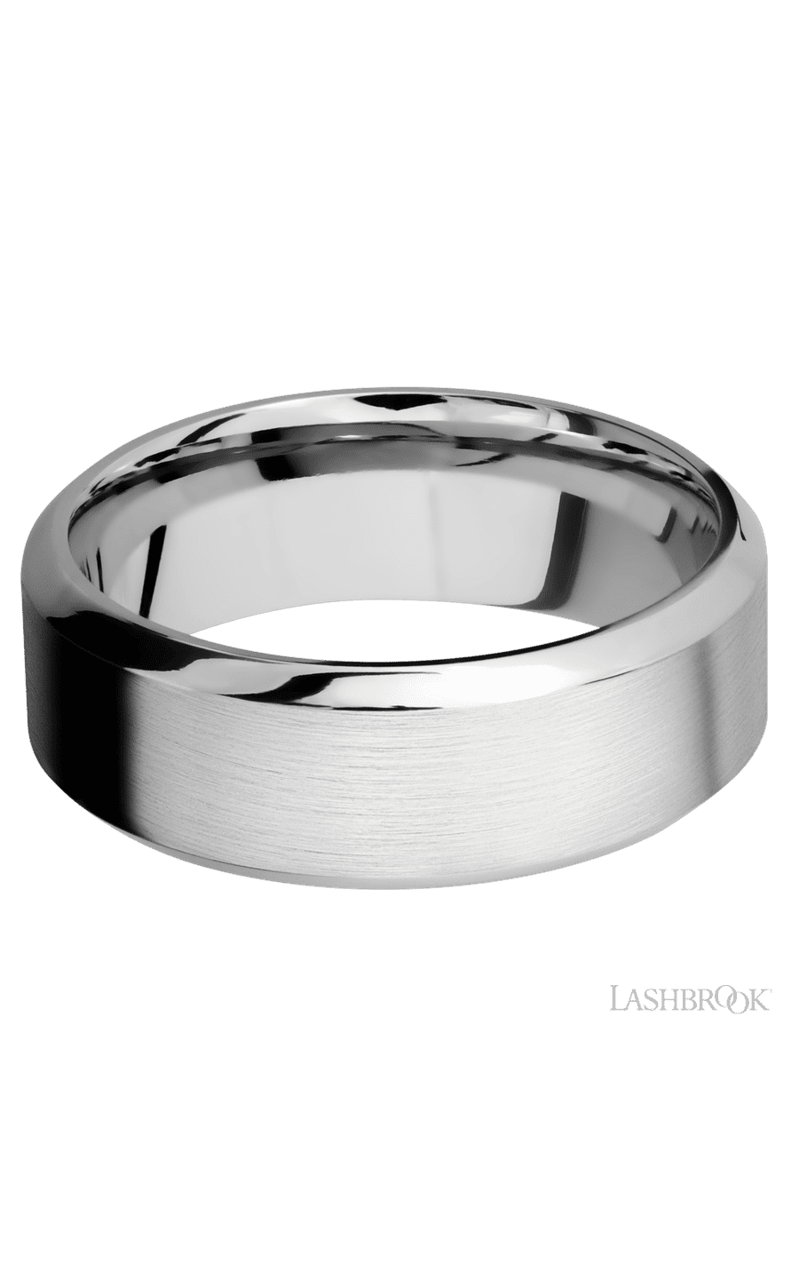 8 mm wide High Bevel 14K White Gold band.