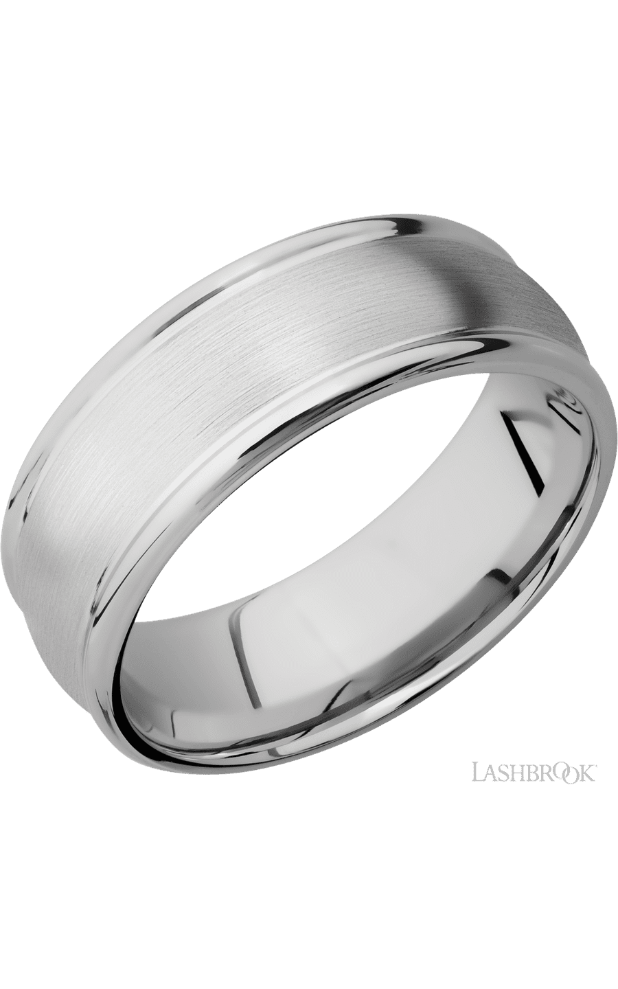 8 mm wide Domed Rounded Edges 14K White Gold band.