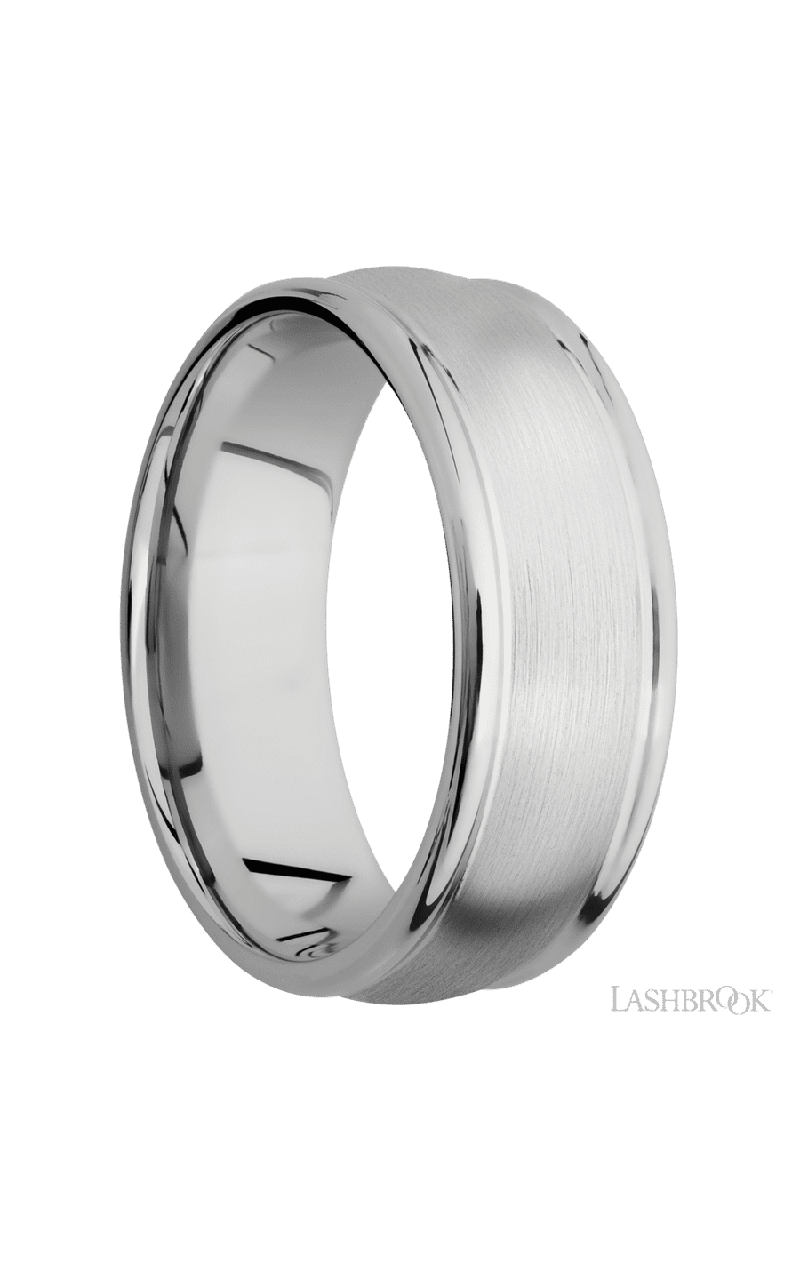 8 mm wide Domed Rounded Edges 14K White Gold band.