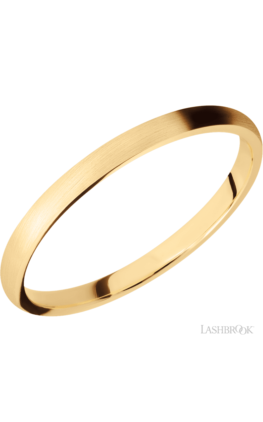 2 mm wide Domed 14K Yellow Gold band.