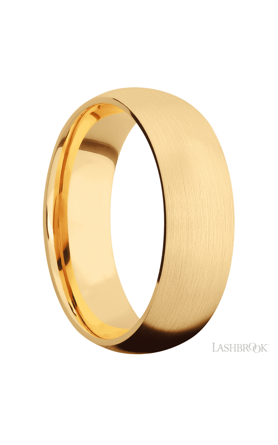 7 mm wide Domed 14K Yellow Gold band.