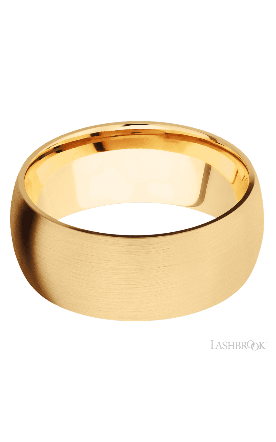 9 mm wide Domed 14K Yellow Gold band.
