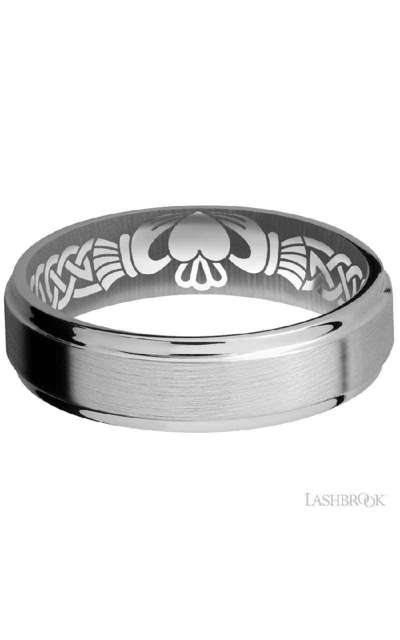 6 mm wide Flat Grooved Edges Titanium band.