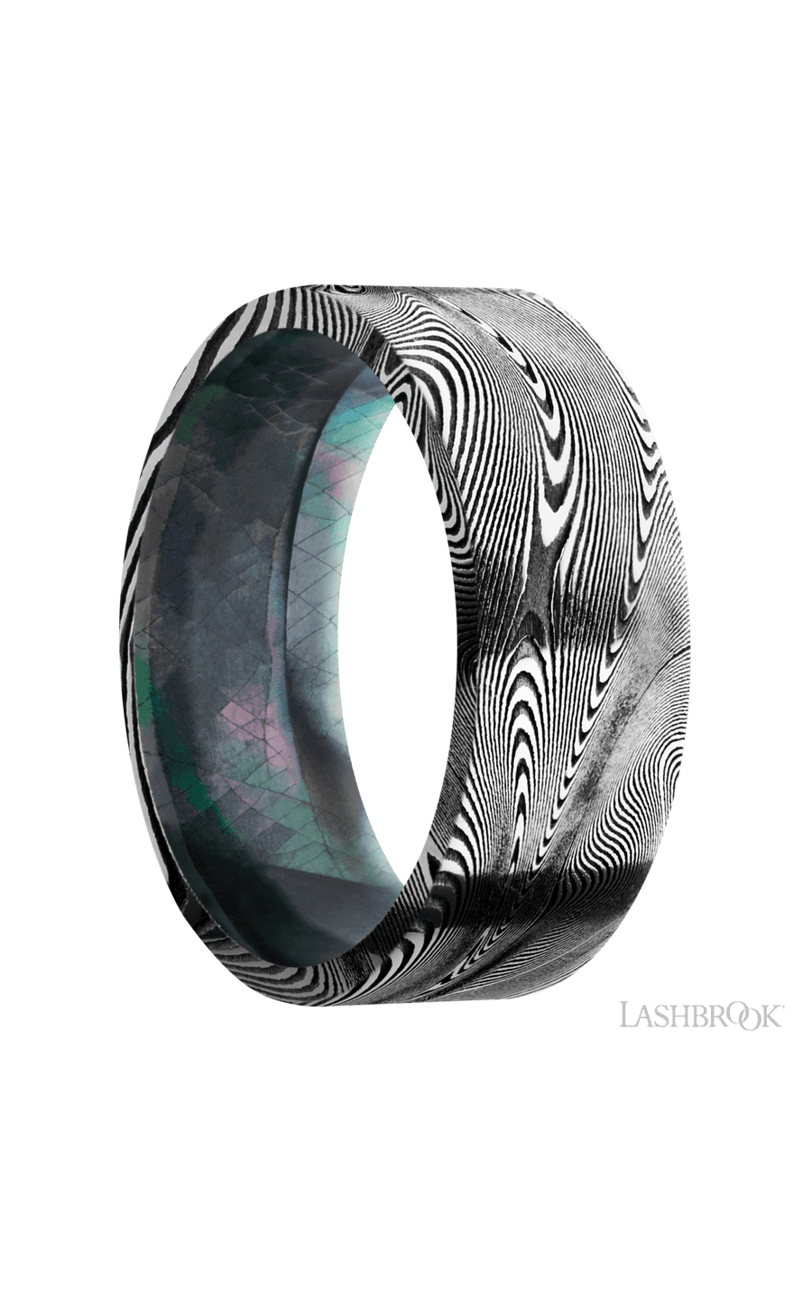 8 mm wide Flat Tightweave band featuring a Black Mother of Pearl sleeve.