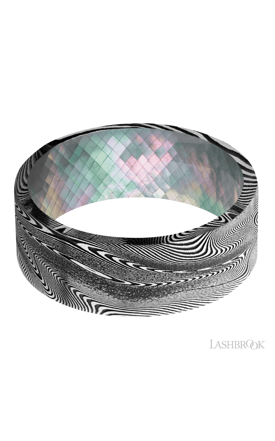 8 mm wide Flat Tightweave band featuring a Black Mother of Pearl sleeve.