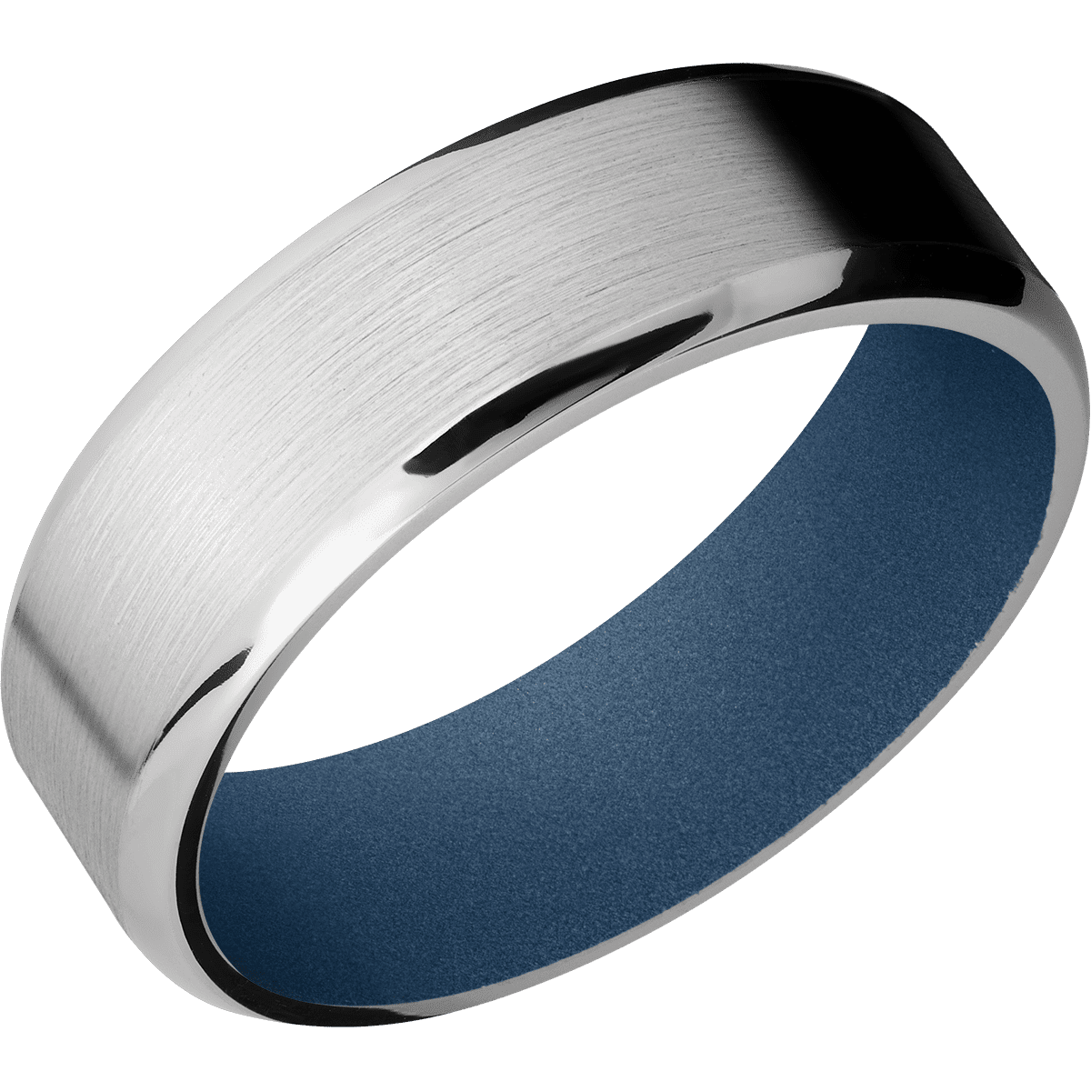 14K White Gold + Satin , Polish Finish + Polar Blue