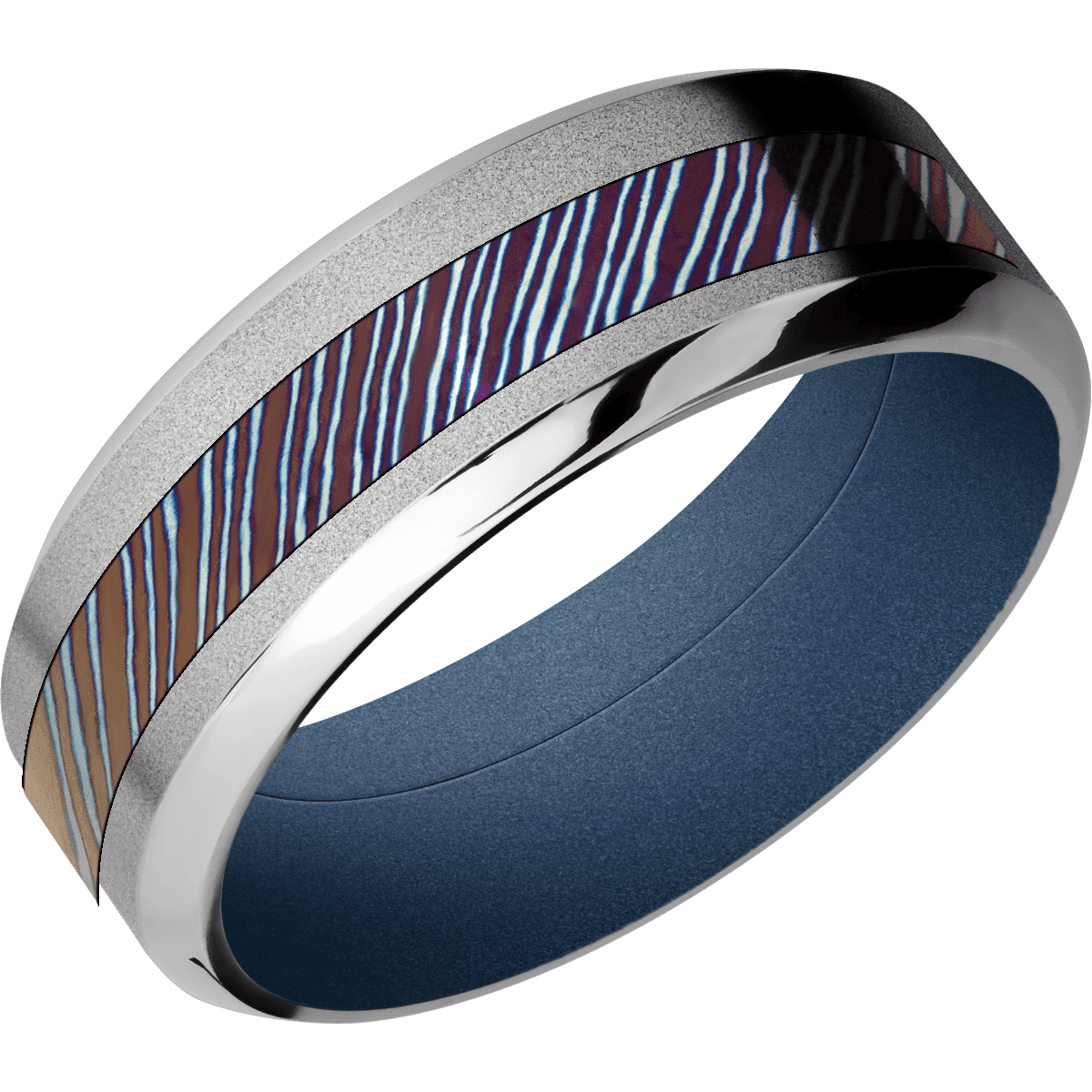 14K White Gold + Sand , Polish Finish + Polar Blue