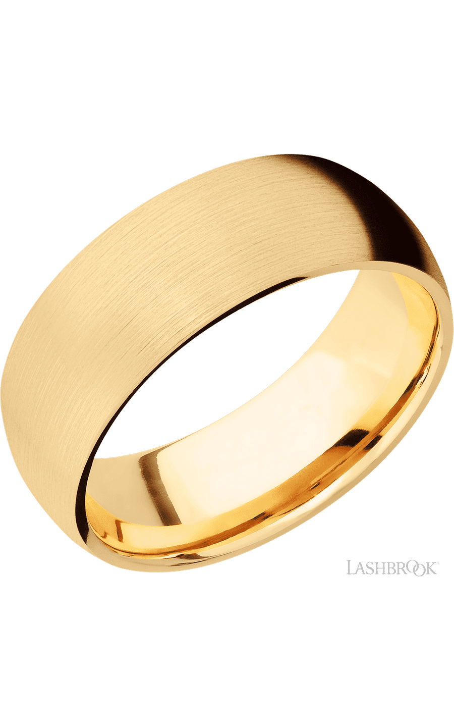 8 mm wide Domed 14K Yellow Gold band.
