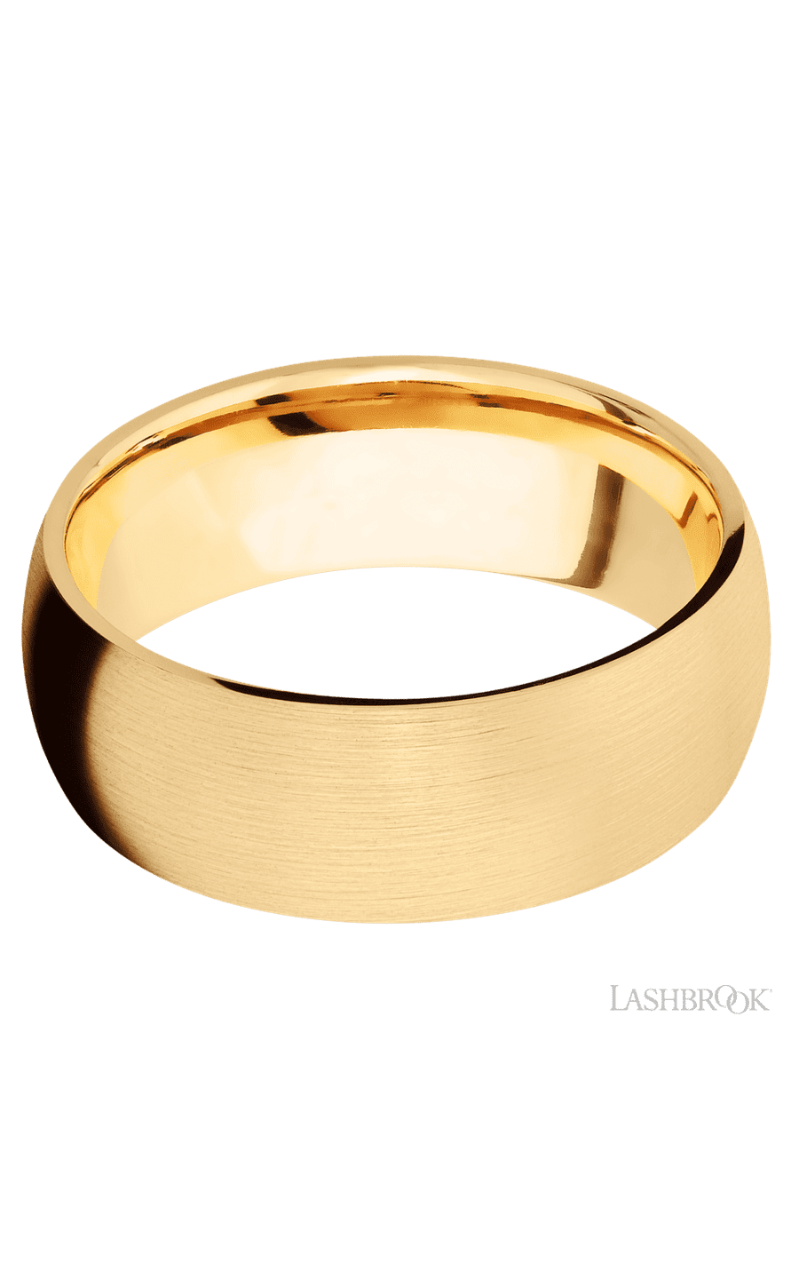 8 mm wide Domed 14K Yellow Gold band.