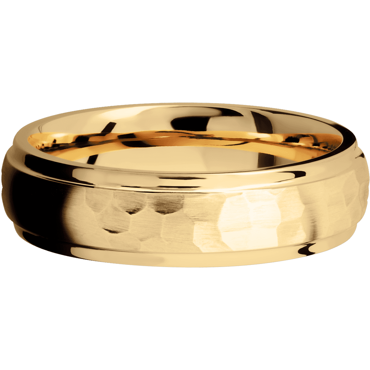 14K Yellow Gold + Hammer , Polish Finish