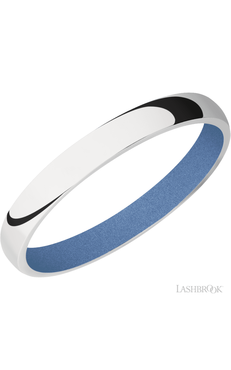 3 mm wide Domed 10K White Gold band featuring a Crushed Orchid sleeve.
