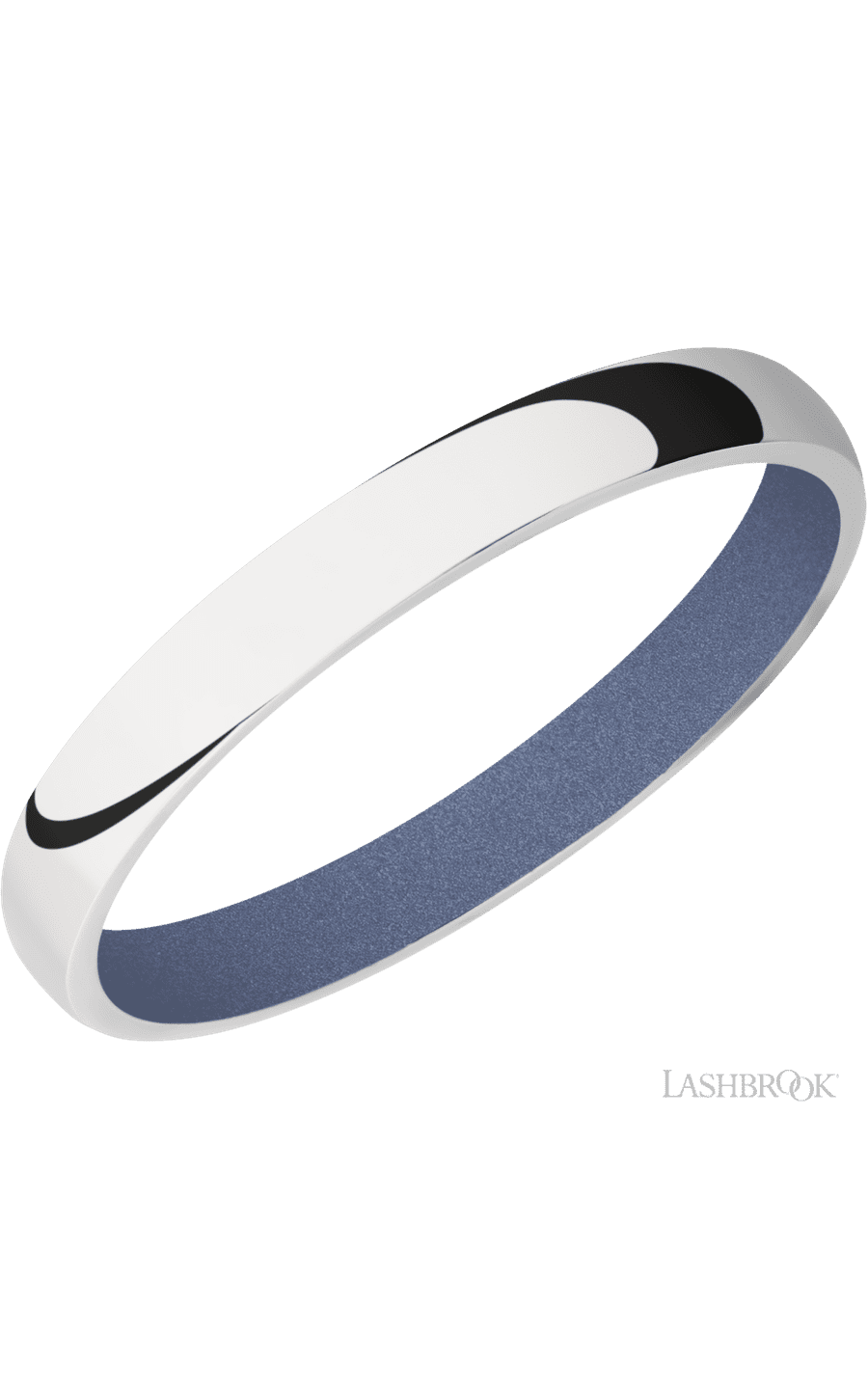 3 mm wide Domed 10K White Gold band featuring a Crushed Orchid sleeve.