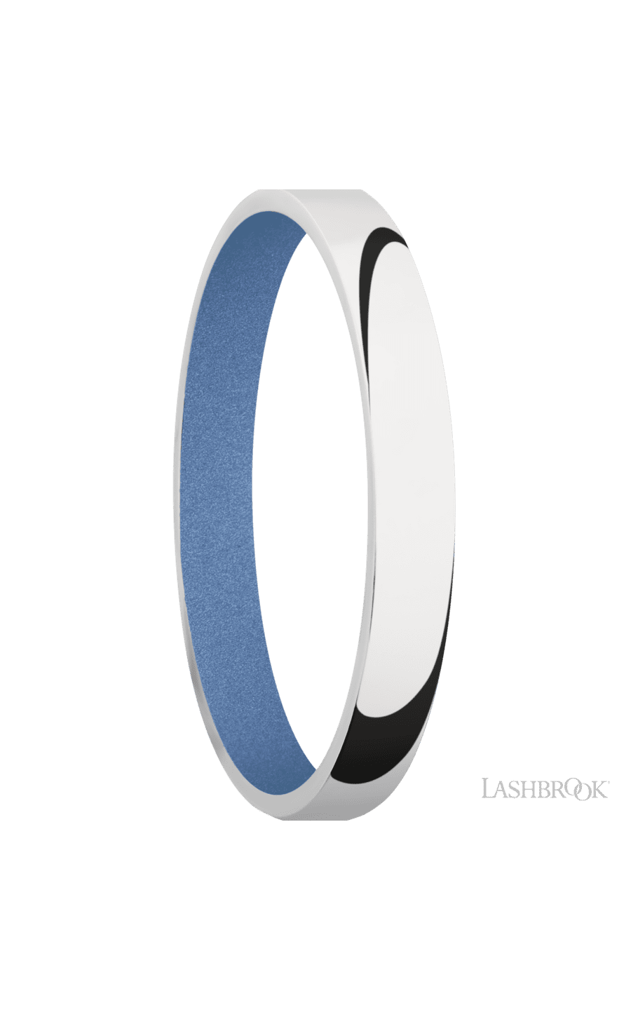 3 mm wide Domed 10K White Gold band featuring a Crushed Orchid sleeve.
