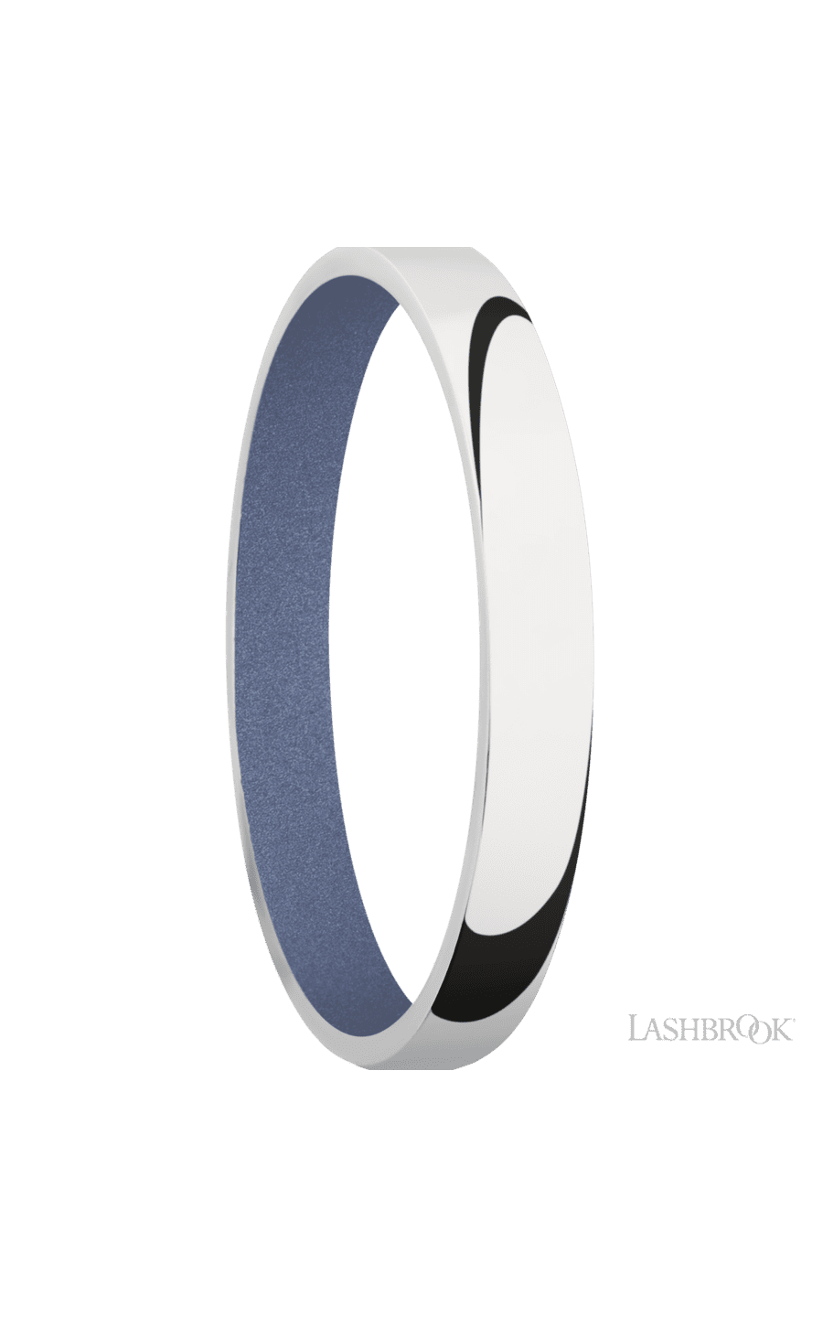 3 mm wide Domed 10K White Gold band featuring a Crushed Orchid sleeve.