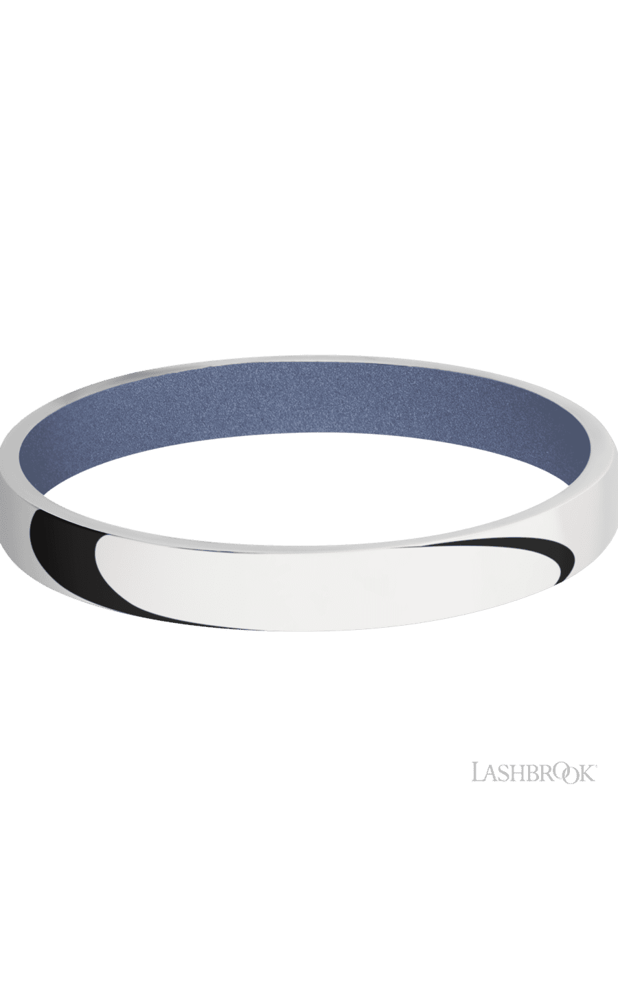 3 mm wide Domed 10K White Gold band featuring a Crushed Orchid sleeve.
