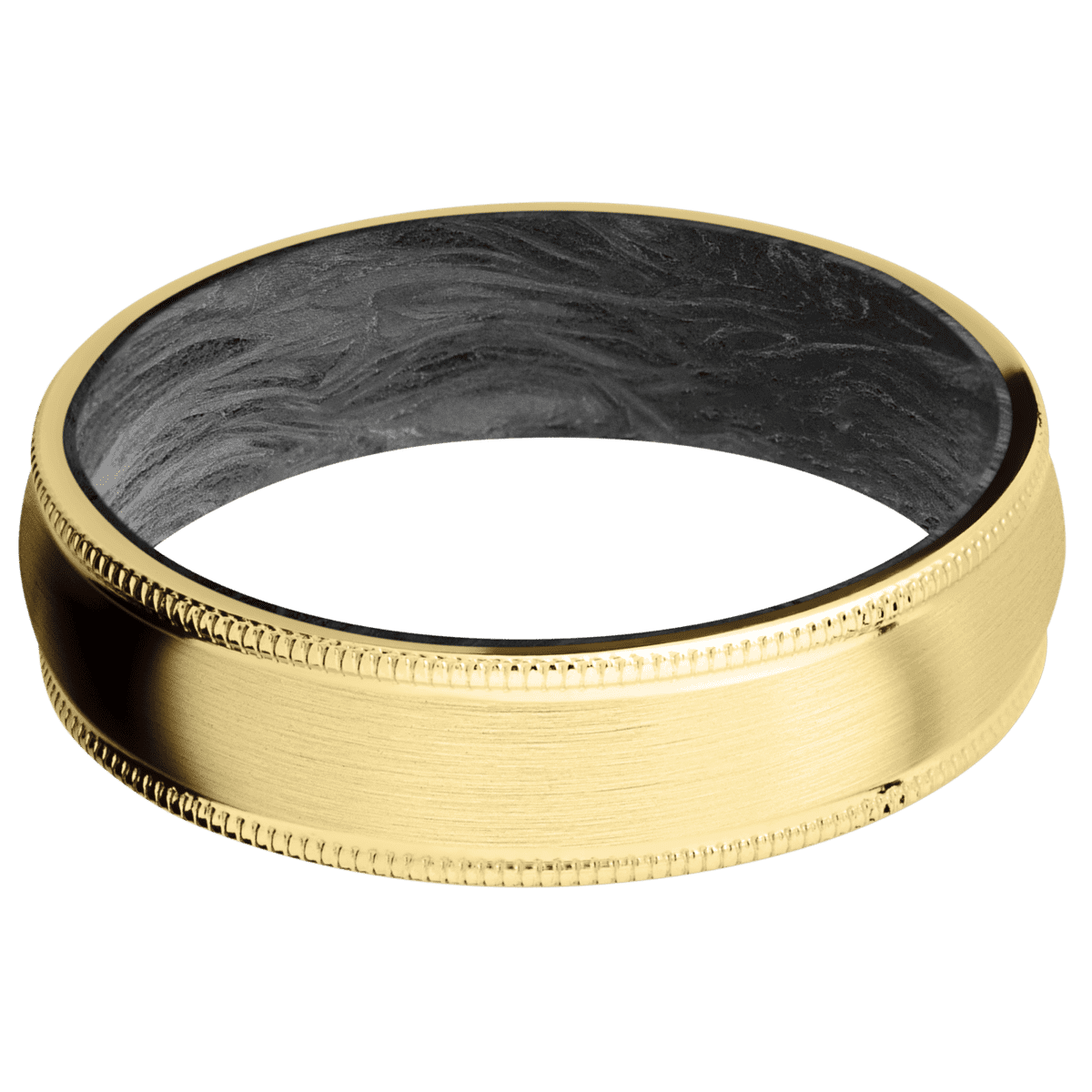 10K Yellow Gold + Satin Finish + Forged Carbon Fiber