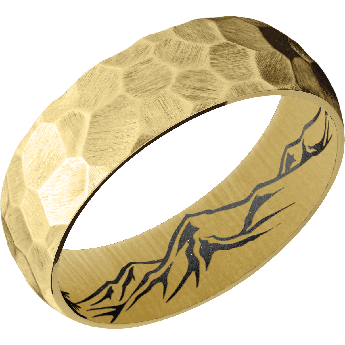 10K Yellow Gold + Rock Finish + Dark Grey