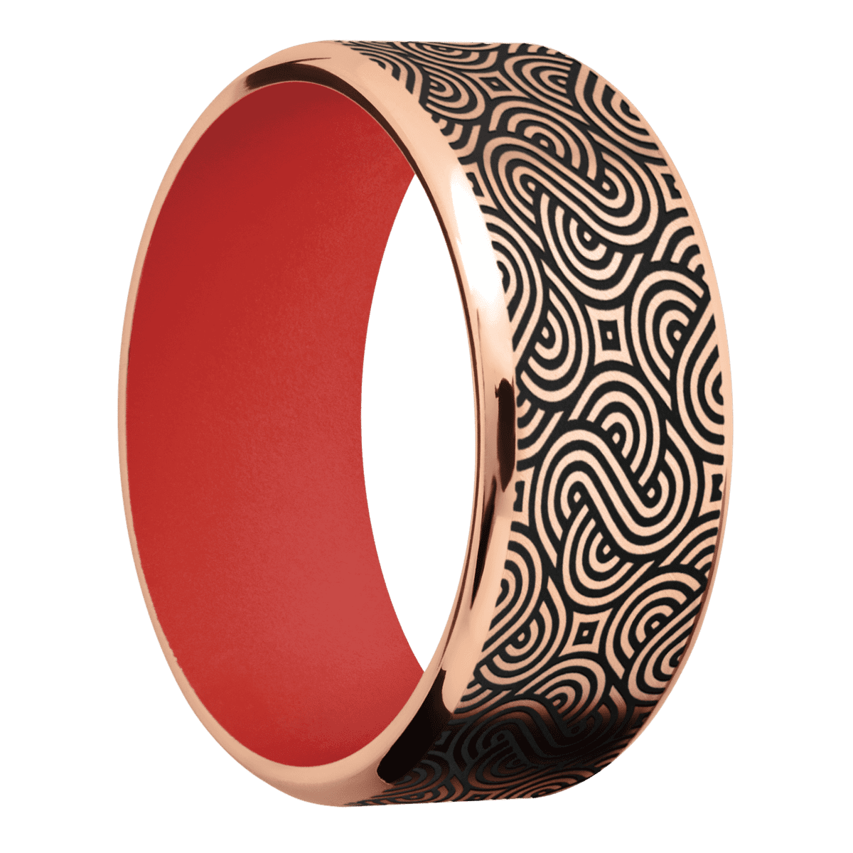 10K Rose Gold + Anglesatin , Polish Finish + USMC Red
