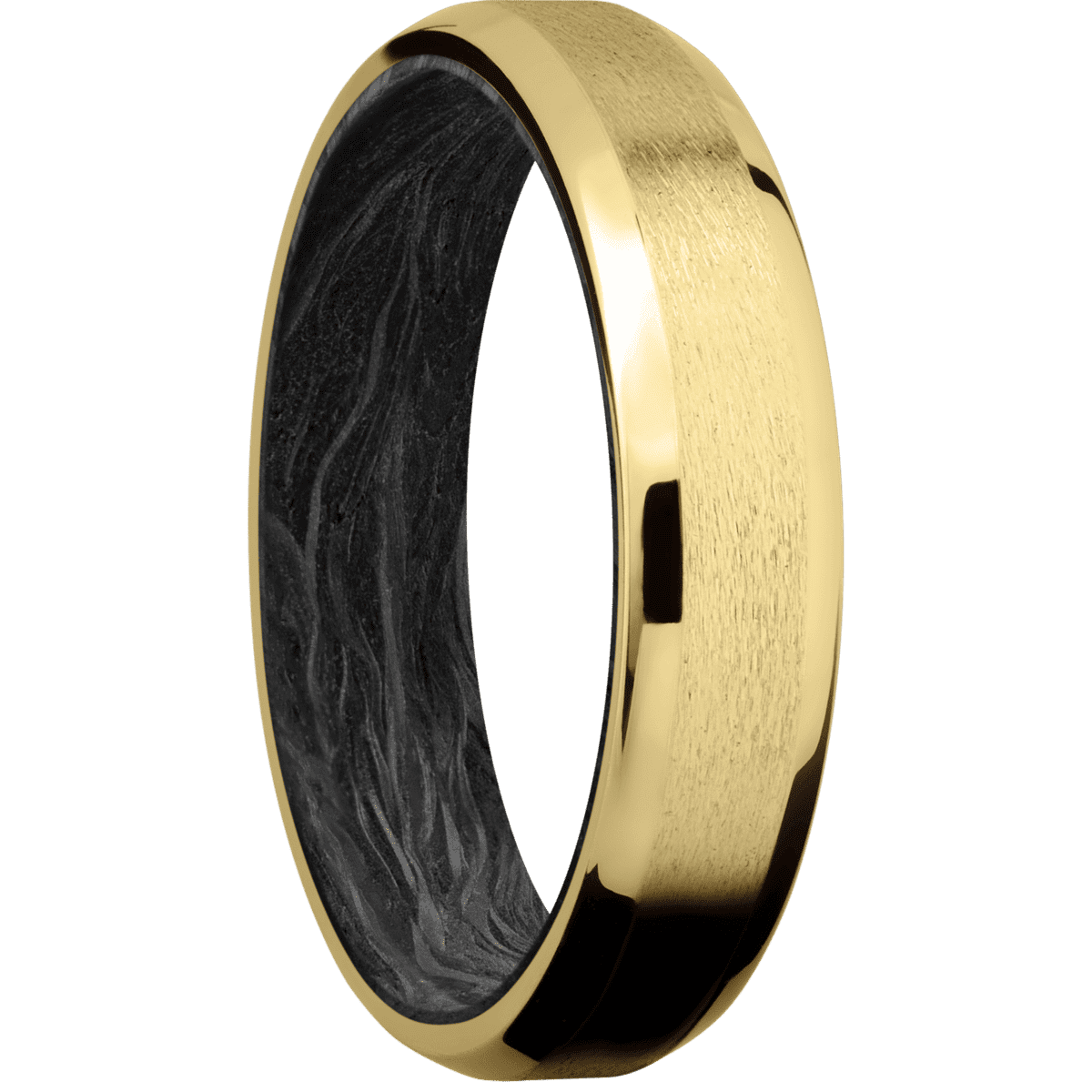 10K Yellow Gold + Stone , Polish Finish + Forged Carbon Fiber