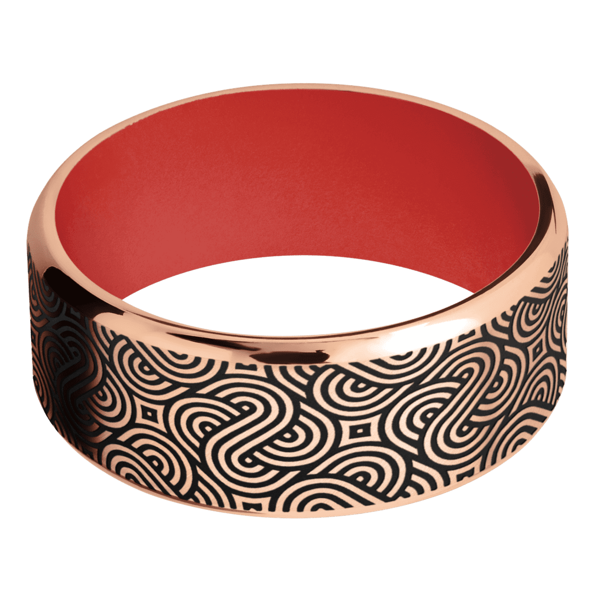 10K Rose Gold + Anglesatin , Polish Finish + USMC Red