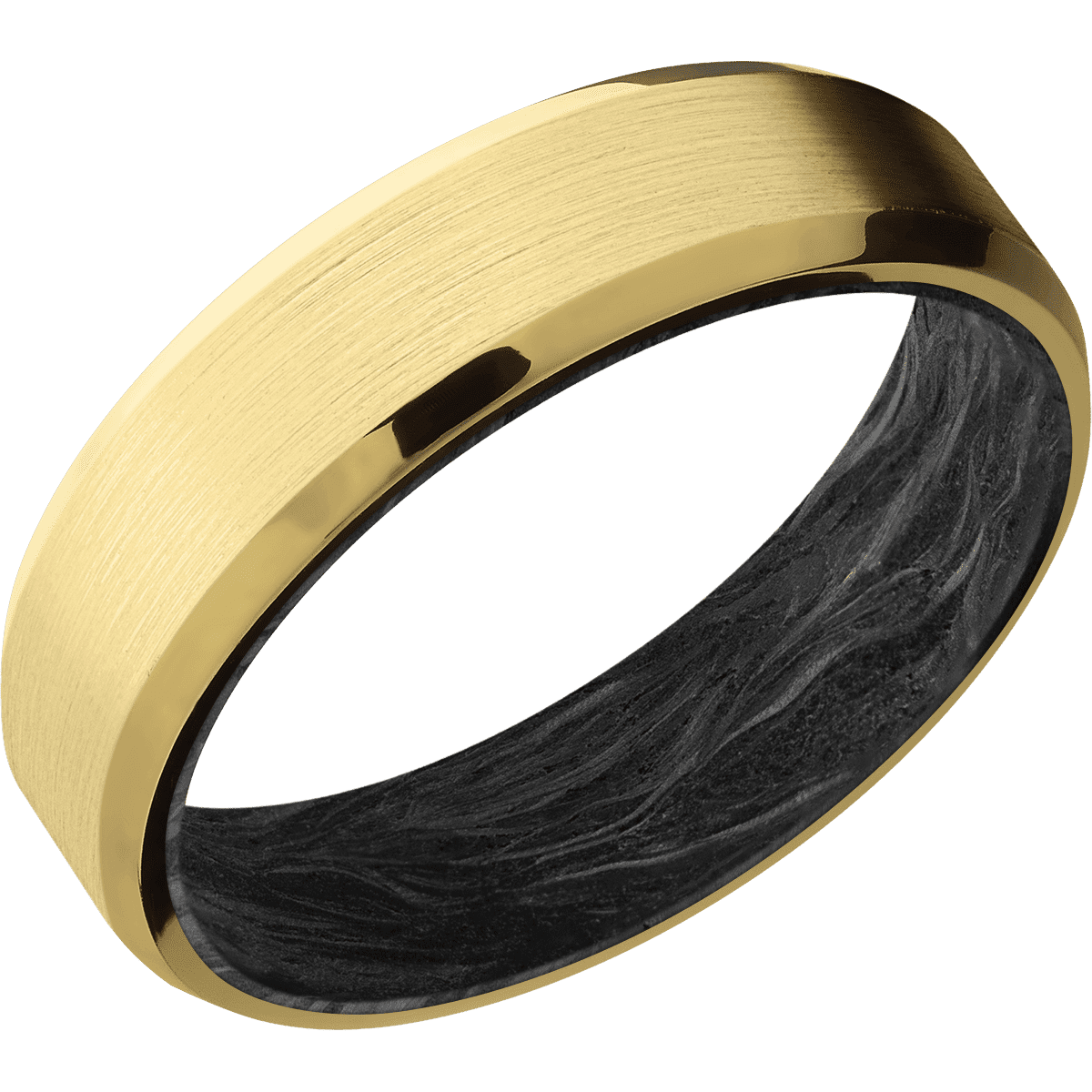 10K Yellow Gold + Satin , Polish Finish + Forged Carbon Fiber