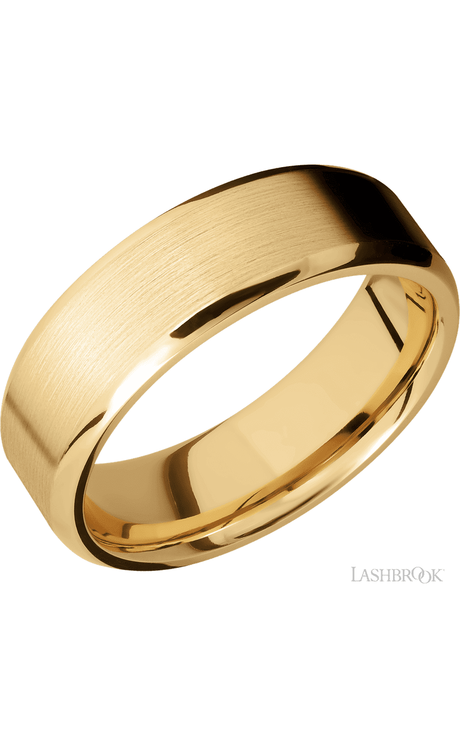 7 mm wide Beveled 10K Yellow Gold band.