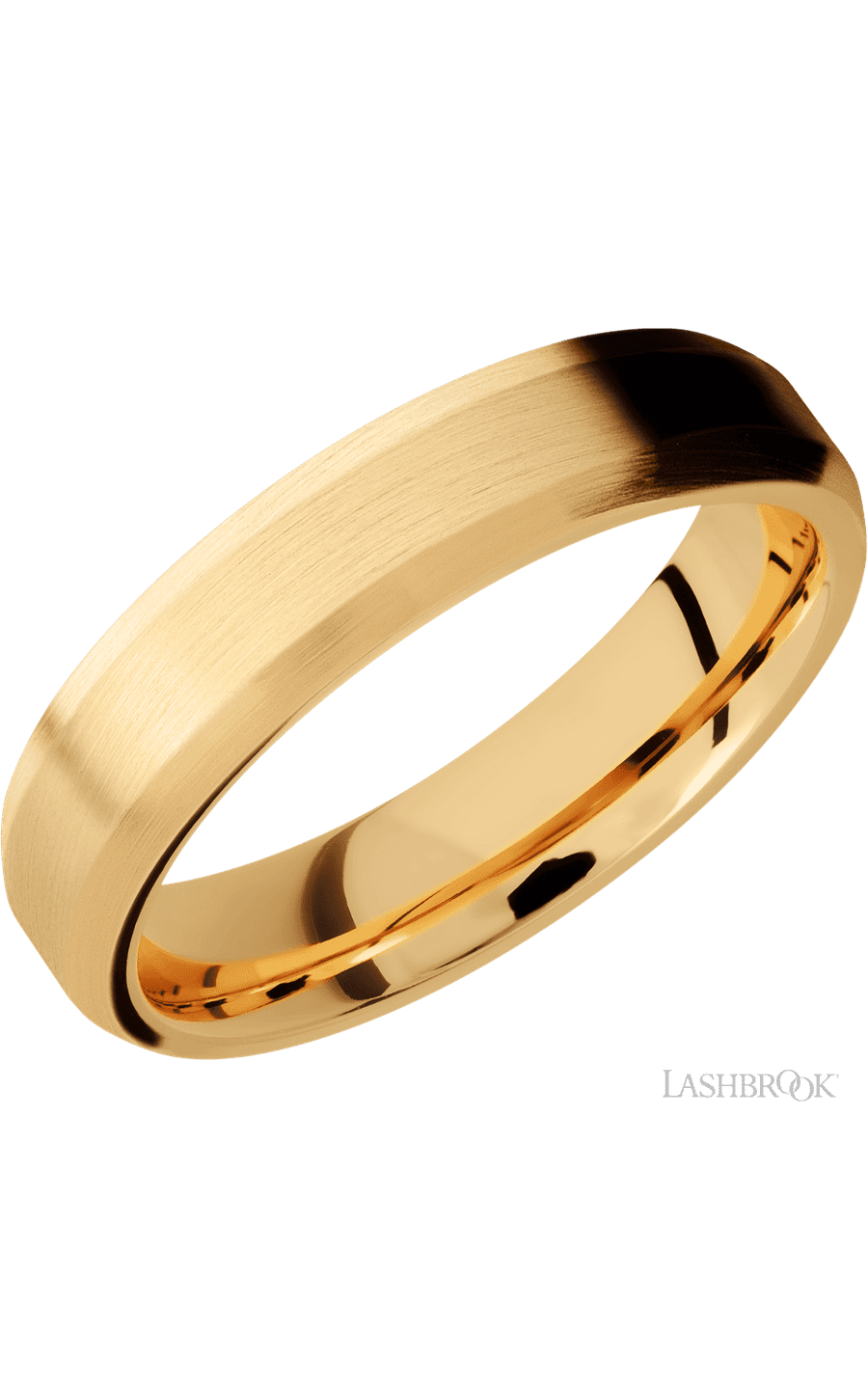 5 mm wide Beveled 14K Yellow Gold band.