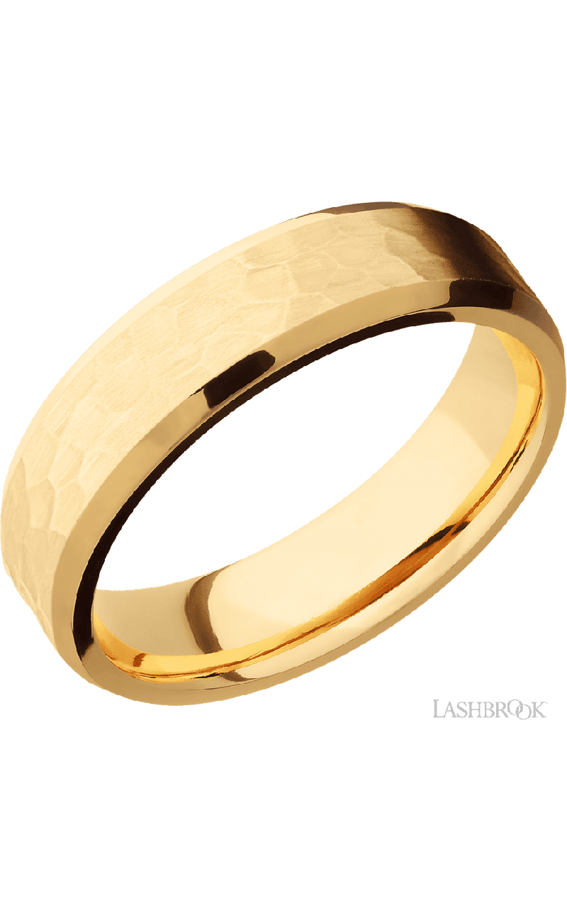6 mm wide Beveled 14K Yellow Gold band.
