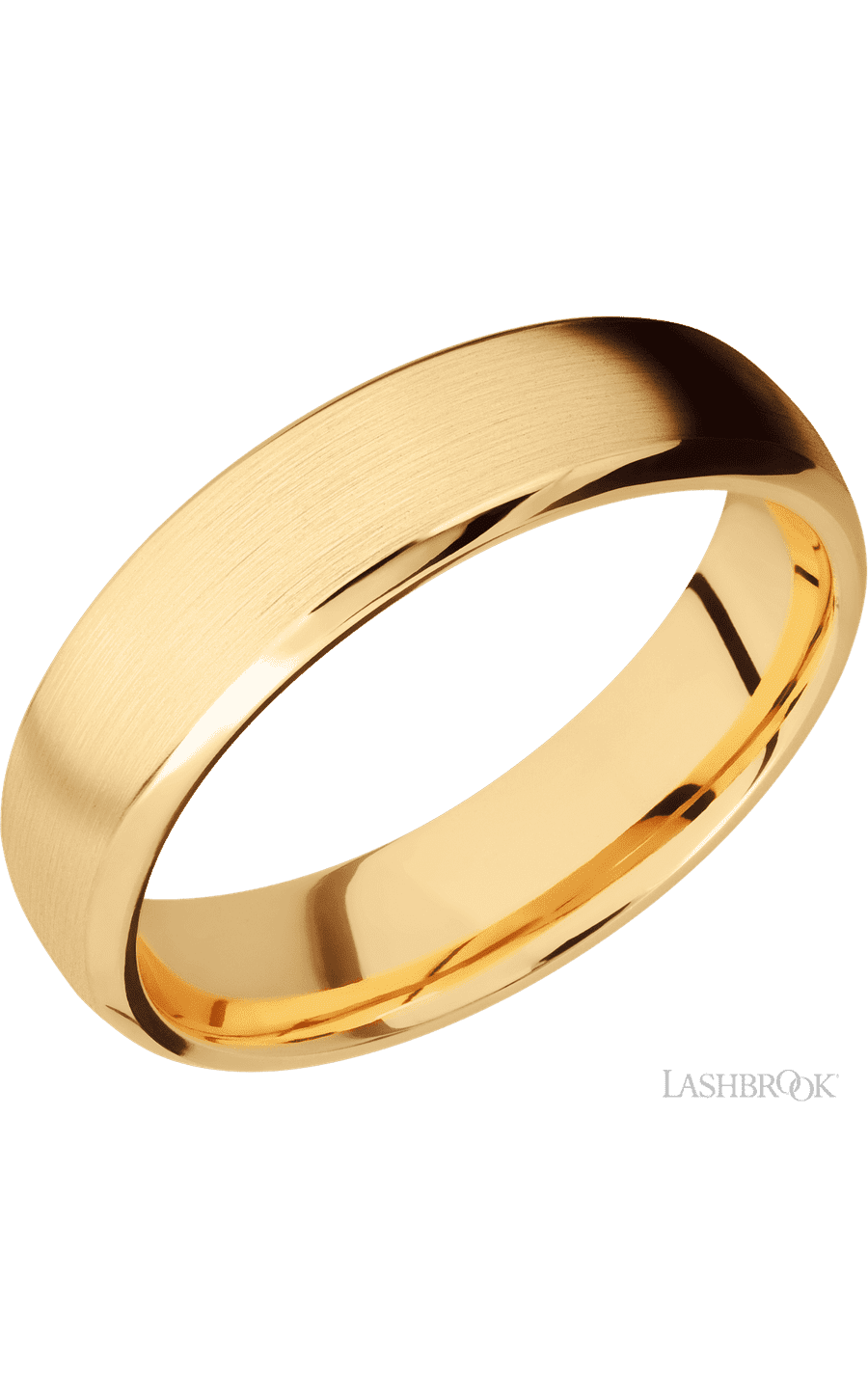 6 mm wide Domed Bevel 14K Yellow Gold band.