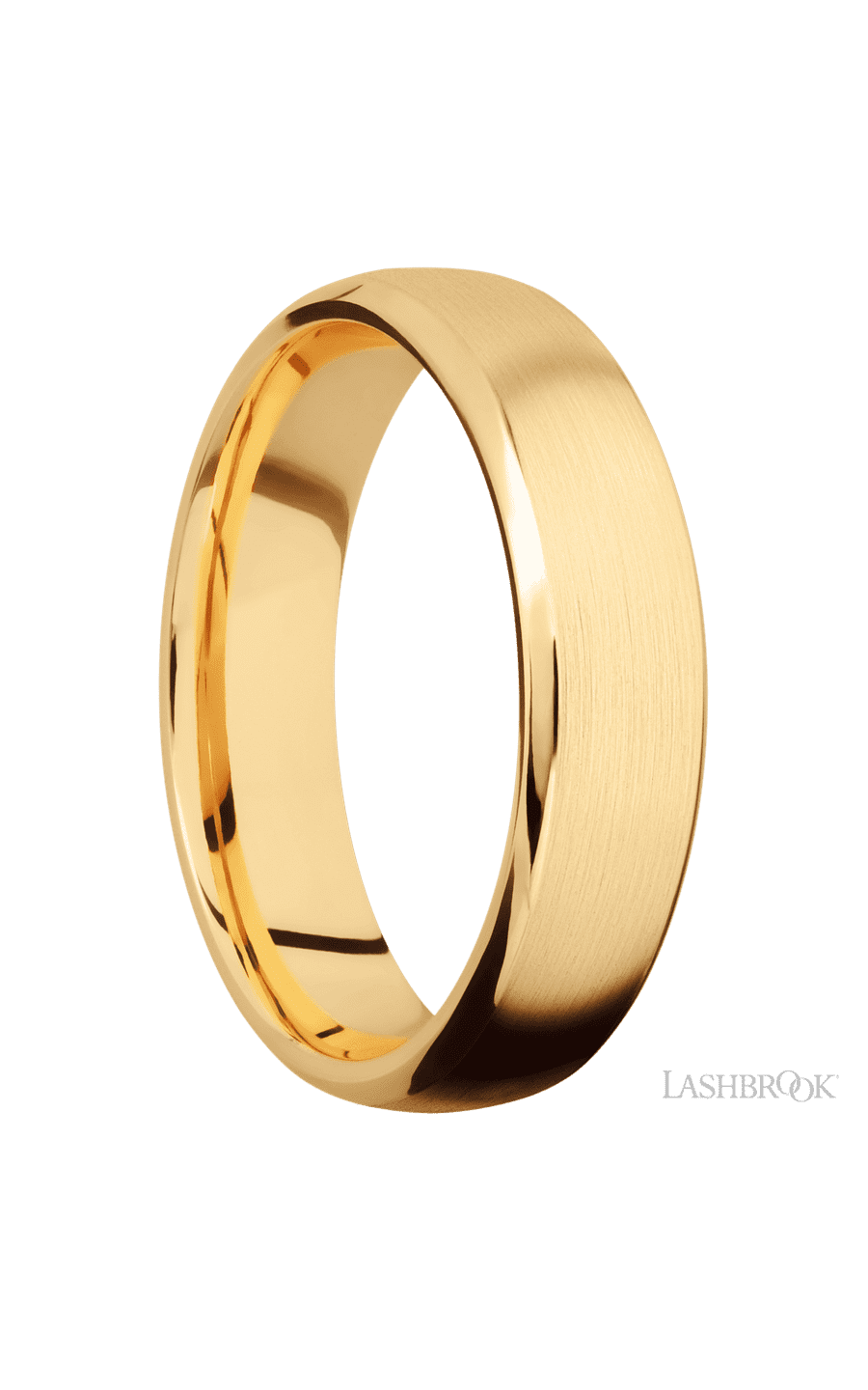 6 mm wide Domed Bevel 14K Yellow Gold band.